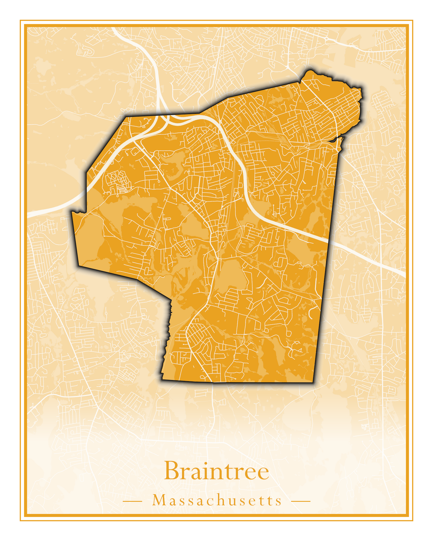 Massachusetts Towns - Street Map (Braintree - Brimfield)