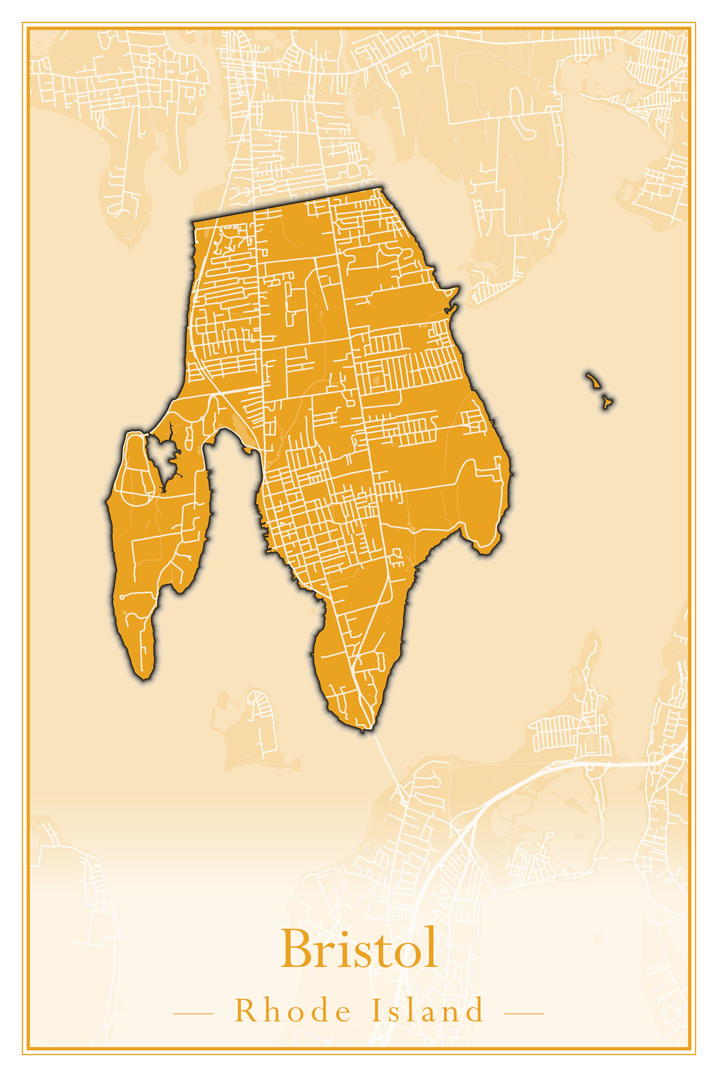 Rhode Island Towns - Street Map (Barrington - Central Falls)