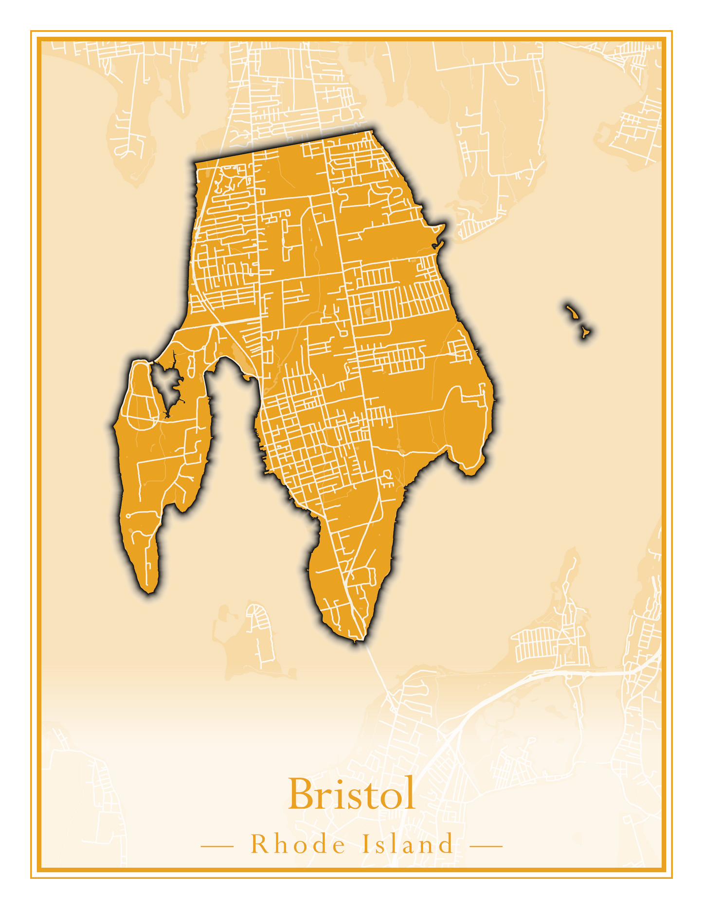 Rhode Island Towns - Street Map (Barrington - Central Falls)