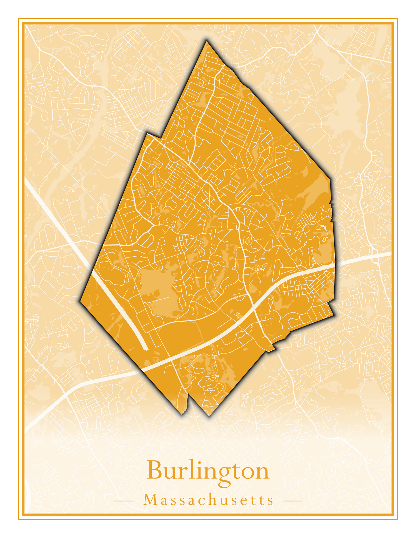 Massachusetts Towns - Street Map (Burlington - Carlisle)