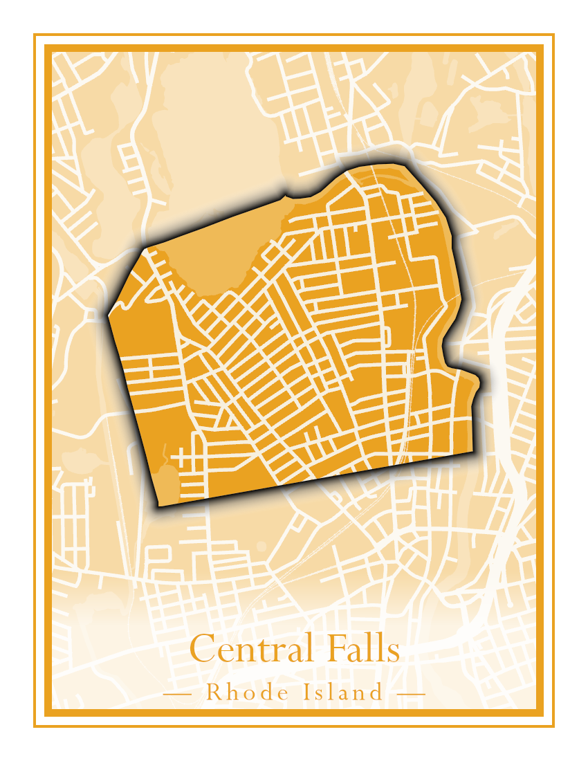 Rhode Island Towns - Street Map (Barrington - Central Falls)