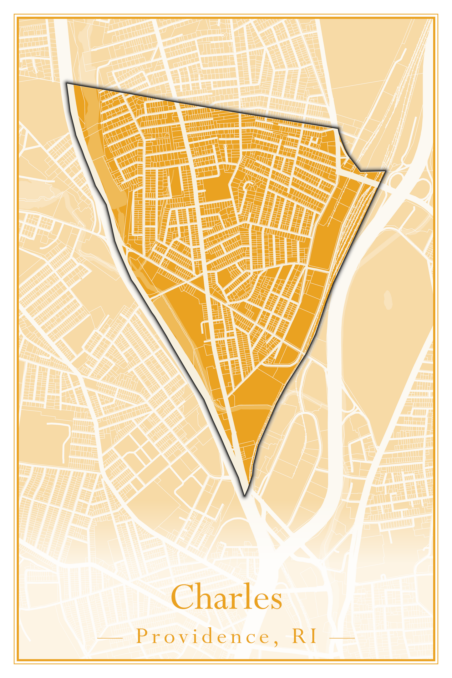 Providence Neighborhoods - Street Map (Blackstone - Downtown)