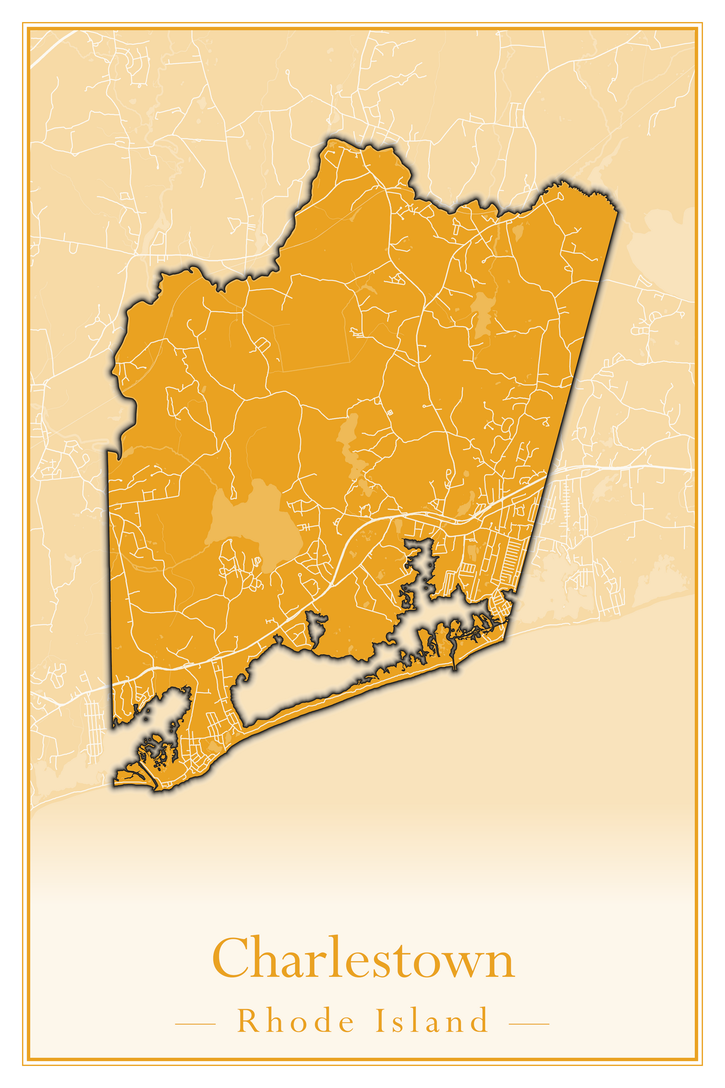 Rhode Island Towns - Street Map (Charlestown - Cumberland)