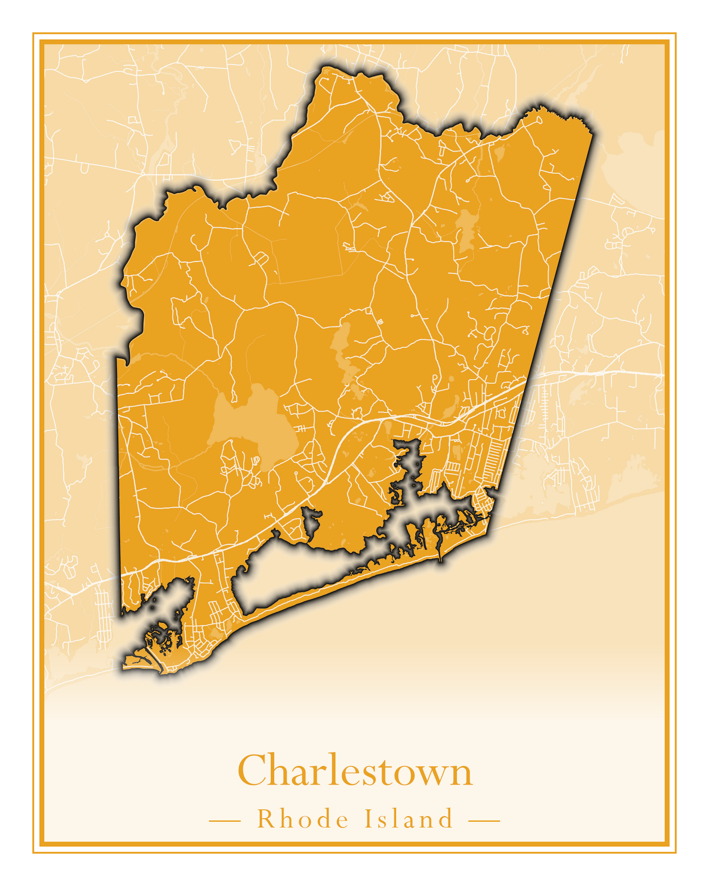 Rhode Island Towns - Street Map (Charlestown - Cumberland)