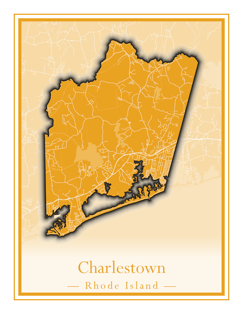 Rhode Island Towns - Street Map (Charlestown - Cumberland)