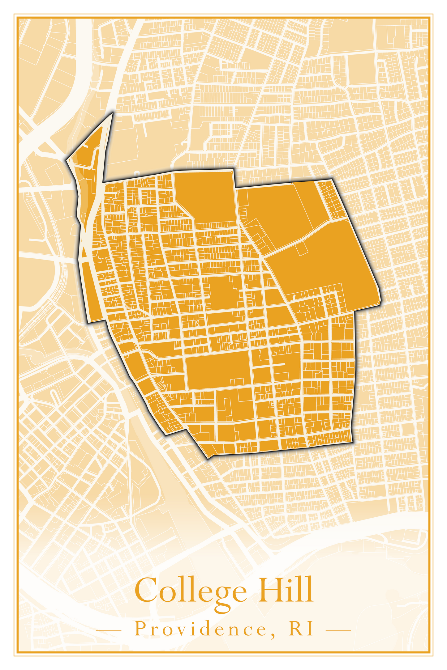 Providence Neighborhoods - Street Map (Blackstone - Downtown)