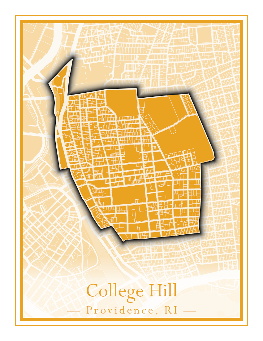 Providence Neighborhoods - Street Map (Blackstone - Downtown)