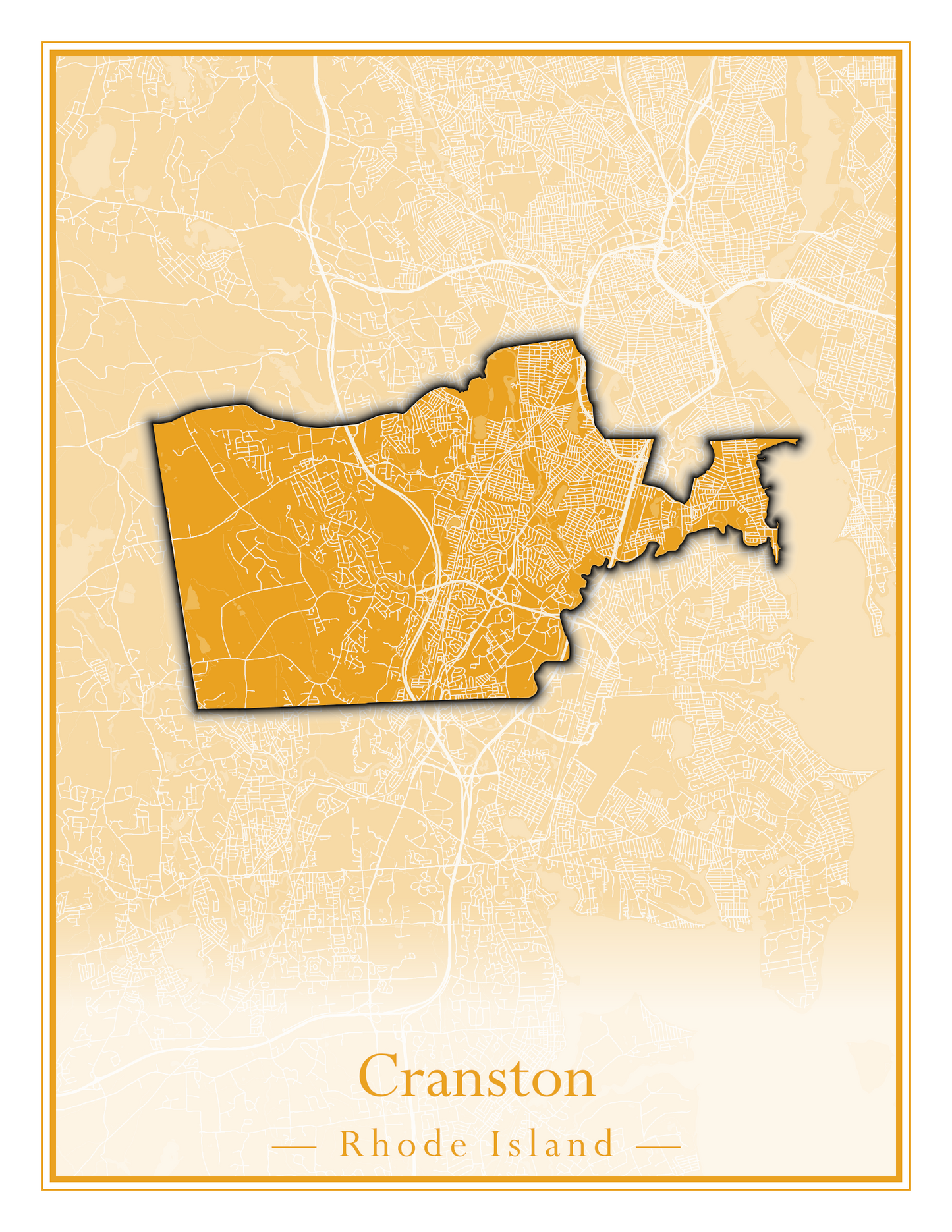 Rhode Island Towns - Street Map (Charlestown - Cumberland)