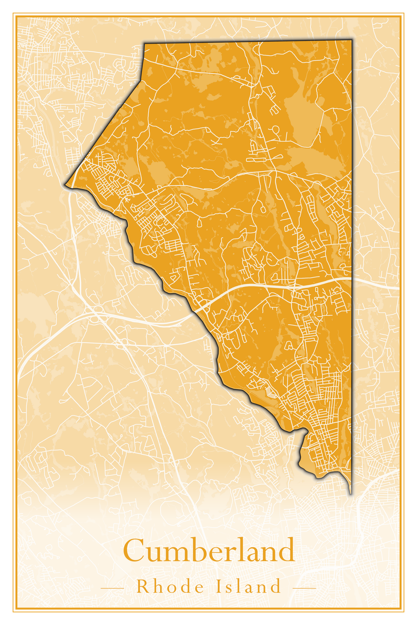 Rhode Island Towns - Street Map (Charlestown - Cumberland)