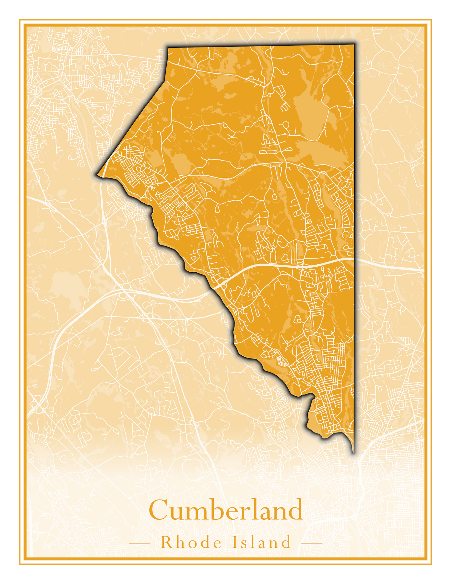 Rhode Island Towns - Street Map (Charlestown - Cumberland)