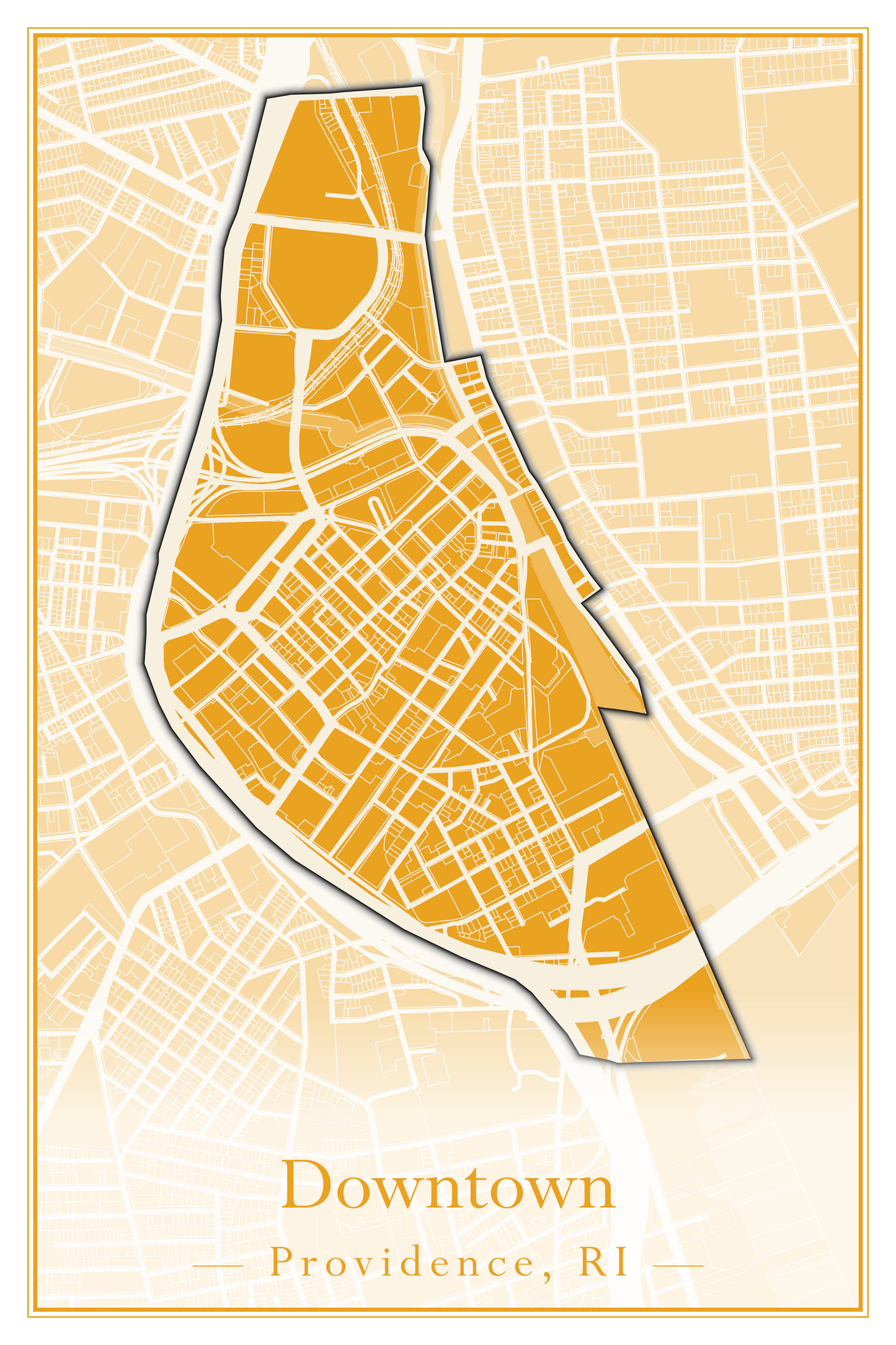 Providence Neighborhoods - Street Map (Blackstone - Downtown)