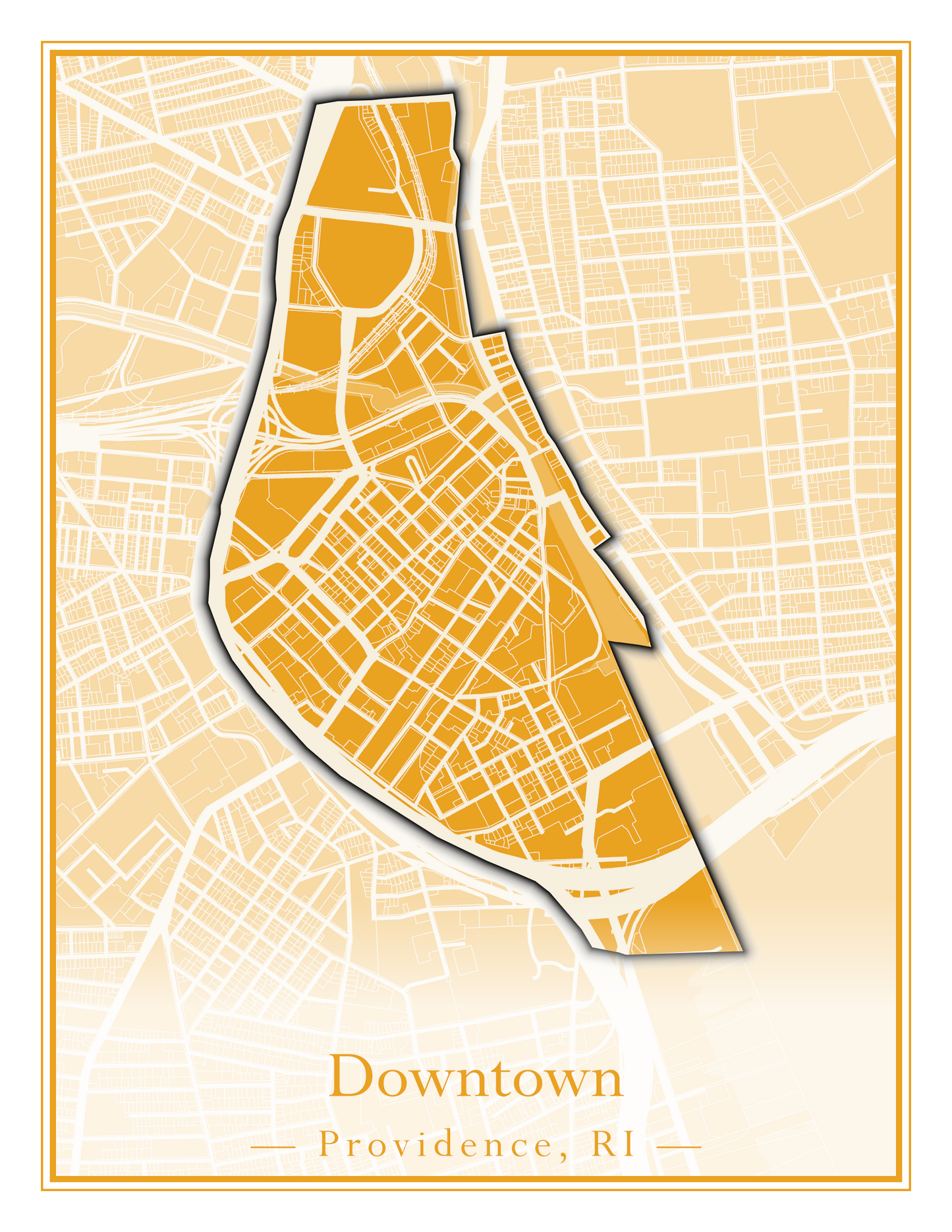 Providence Neighborhoods - Street Map (Blackstone - Downtown)