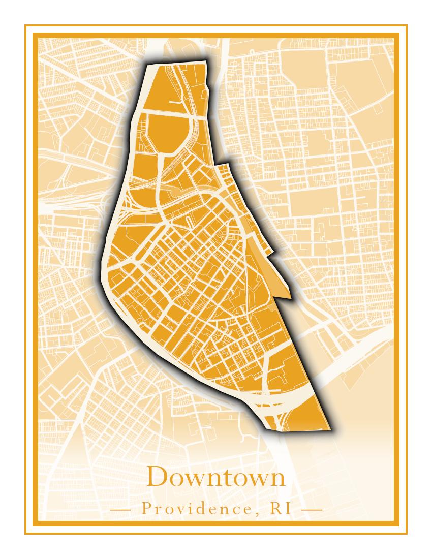 Providence Neighborhoods - Street Map (Blackstone - Downtown)