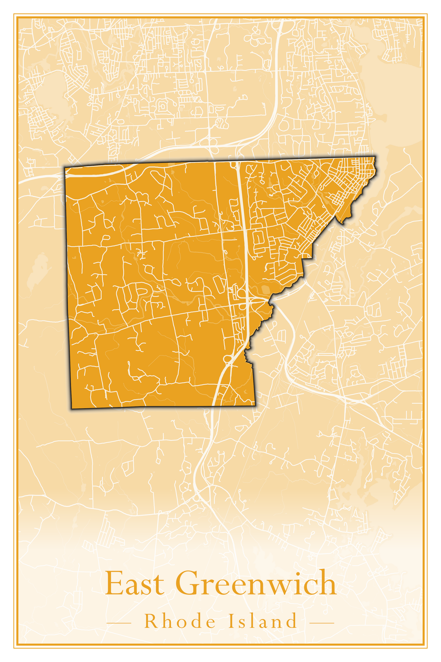 Rhode Island Towns - Street Map (East Greenwich - Foster)