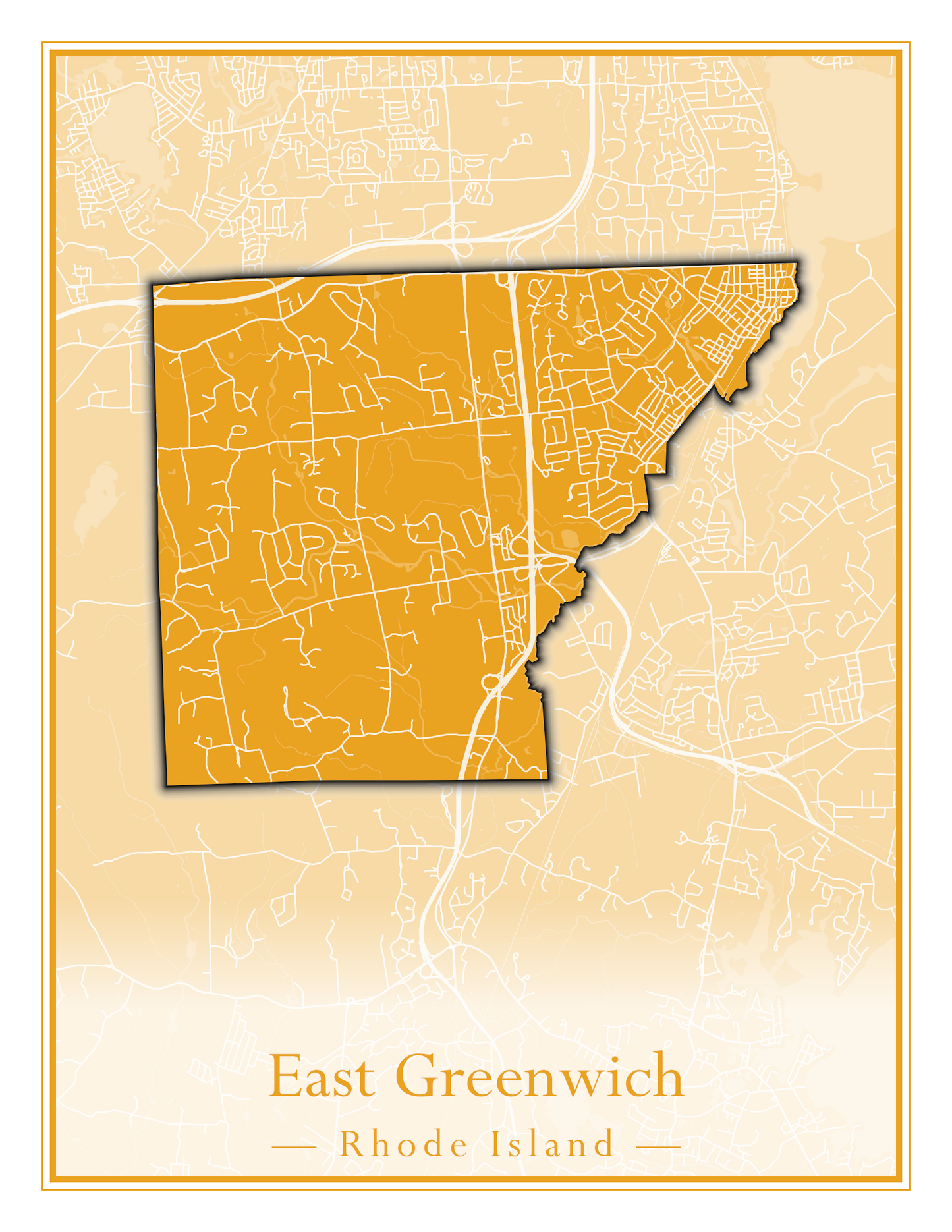 Rhode Island Towns - Street Map (East Greenwich - Foster)