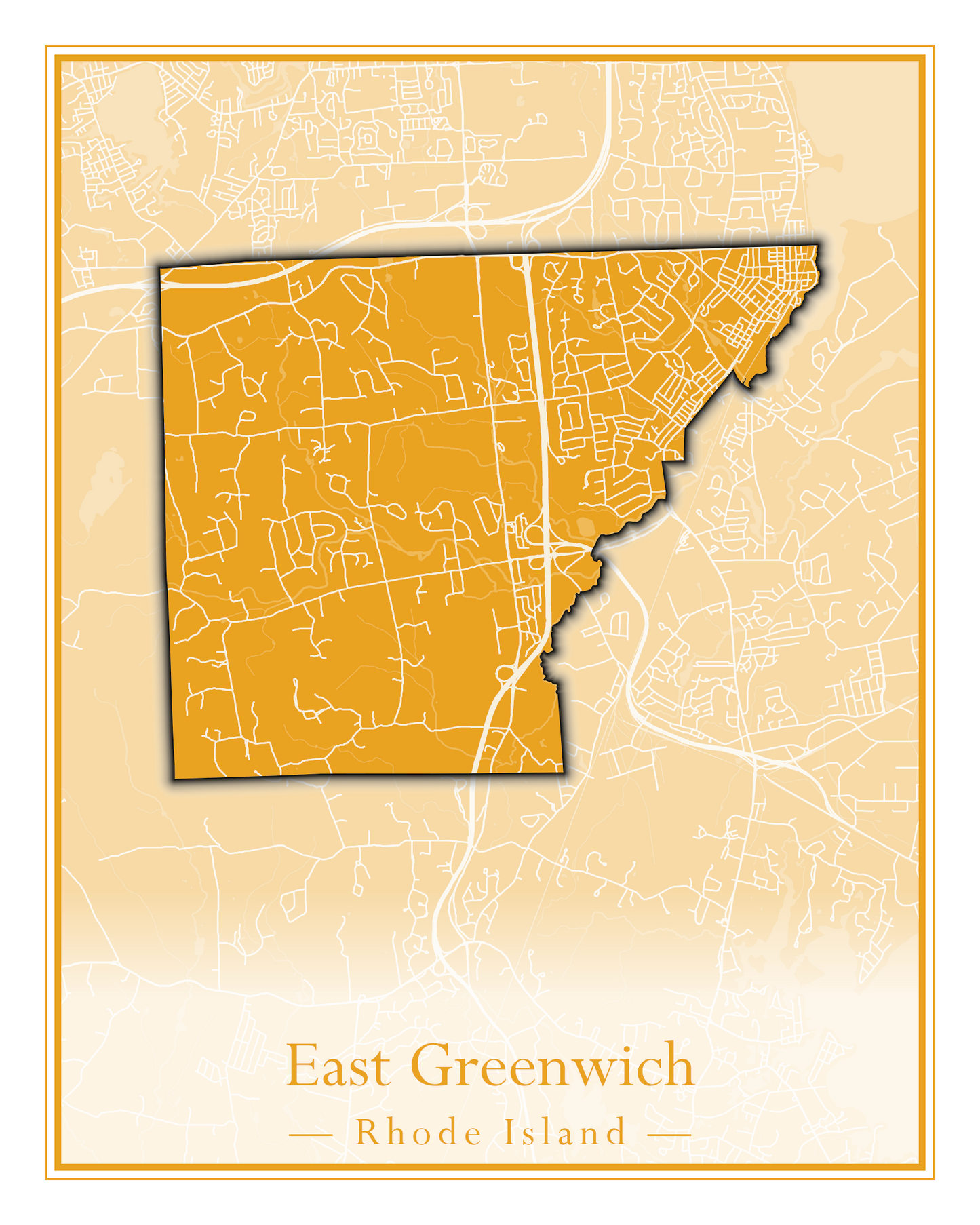 Rhode Island Towns - Street Map (East Greenwich - Foster)