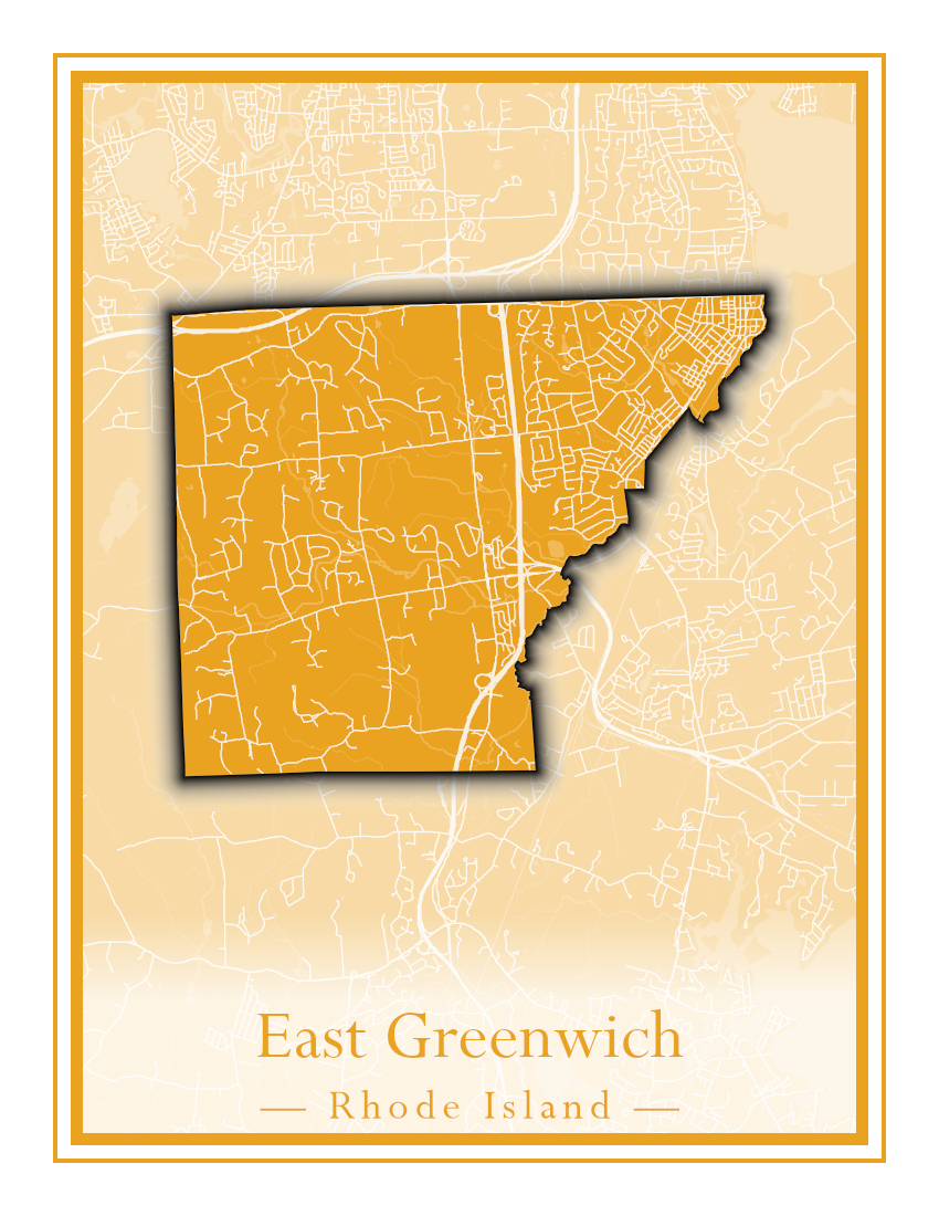 Rhode Island Towns - Street Map (East Greenwich - Foster)