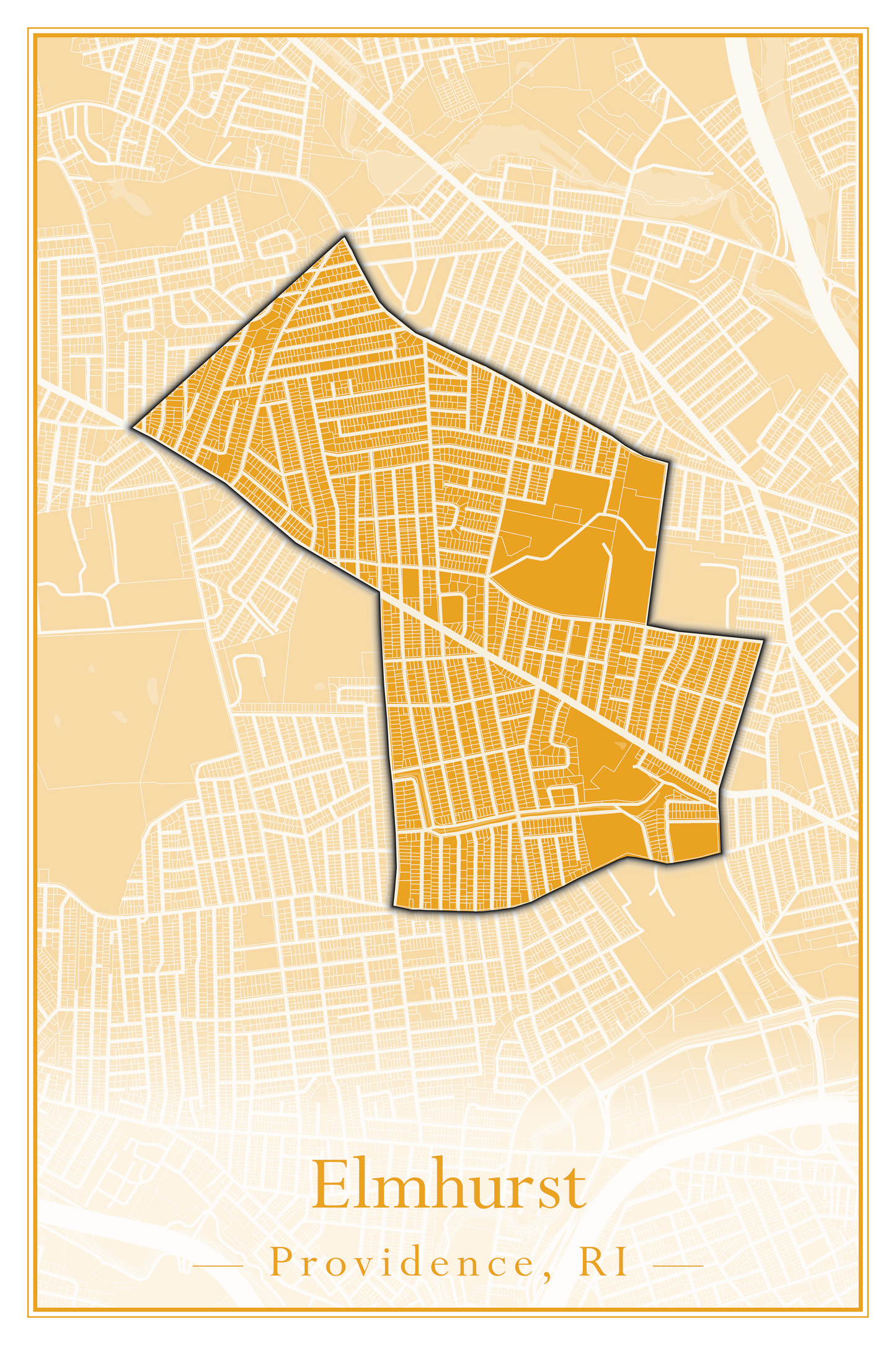 Providence Neighborhoods - Street Map (Elmhurst - Fox Point)