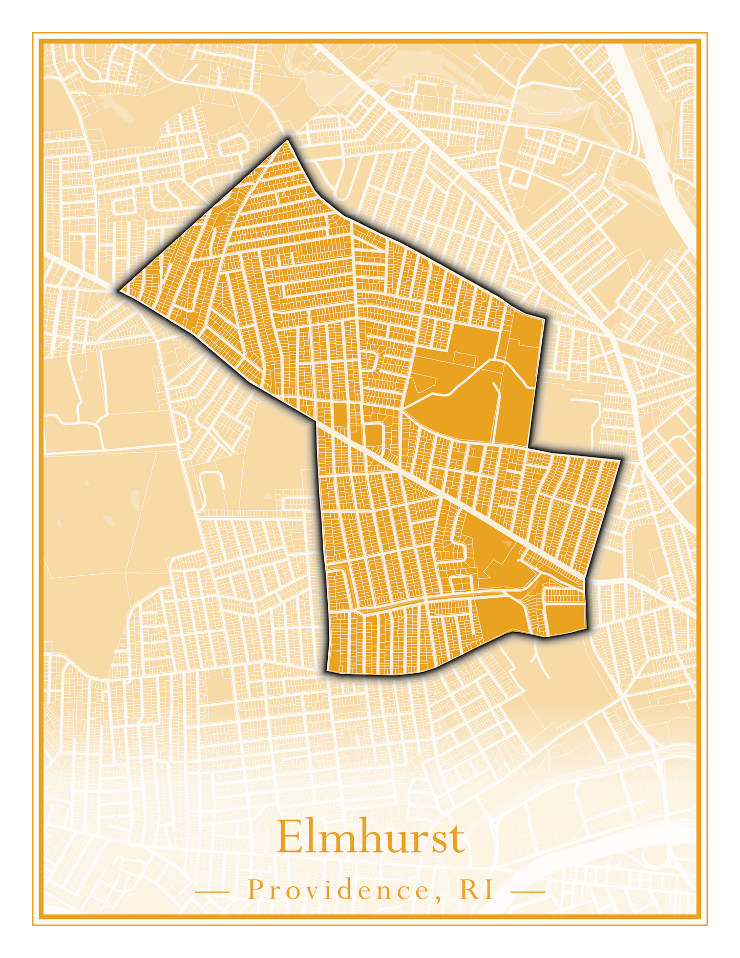 Providence Neighborhoods - Street Map (Elmhurst - Fox Point)