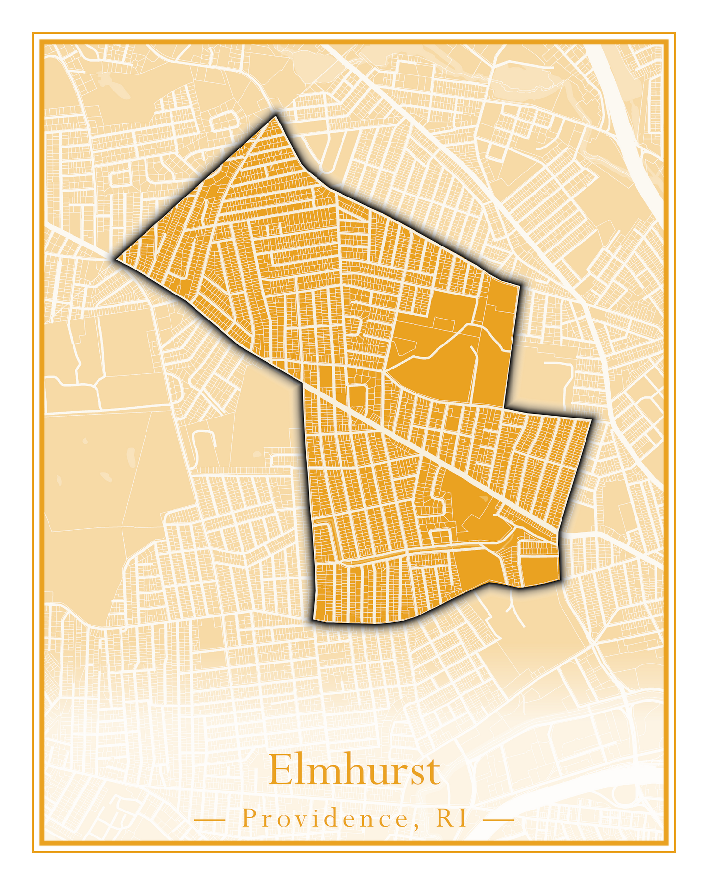 Providence Neighborhoods - Street Map (Elmhurst - Fox Point)