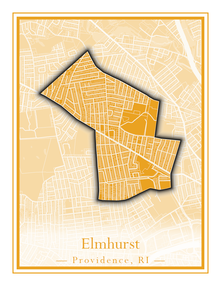 Providence Neighborhoods - Street Map (Elmhurst - Fox Point)