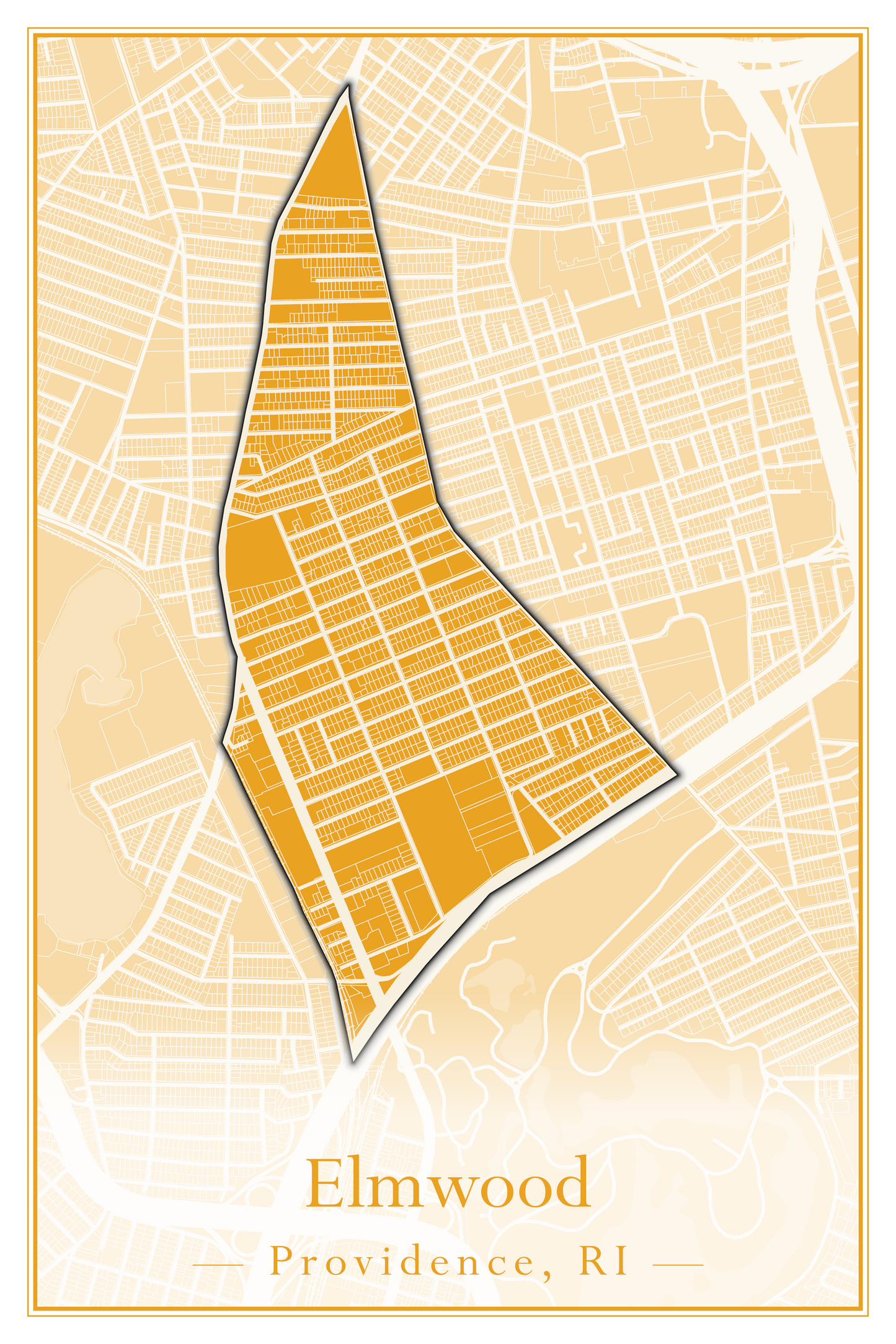 Providence Neighborhoods - Street Map (Elmhurst - Fox Point)