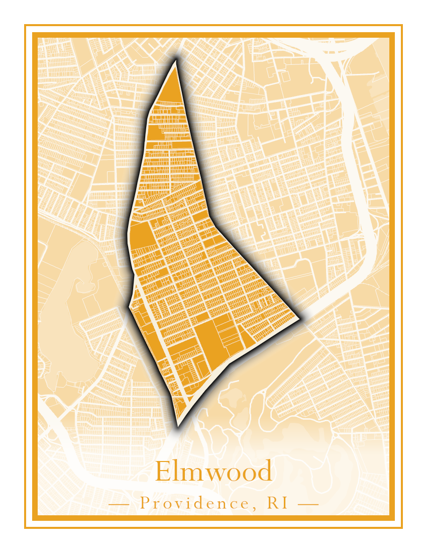 Providence Neighborhoods - Street Map (Elmhurst - Fox Point)