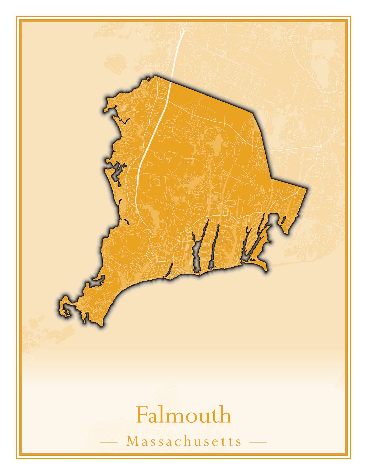 Massachusetts Towns - Street Map (Falmouth - Foxborough)