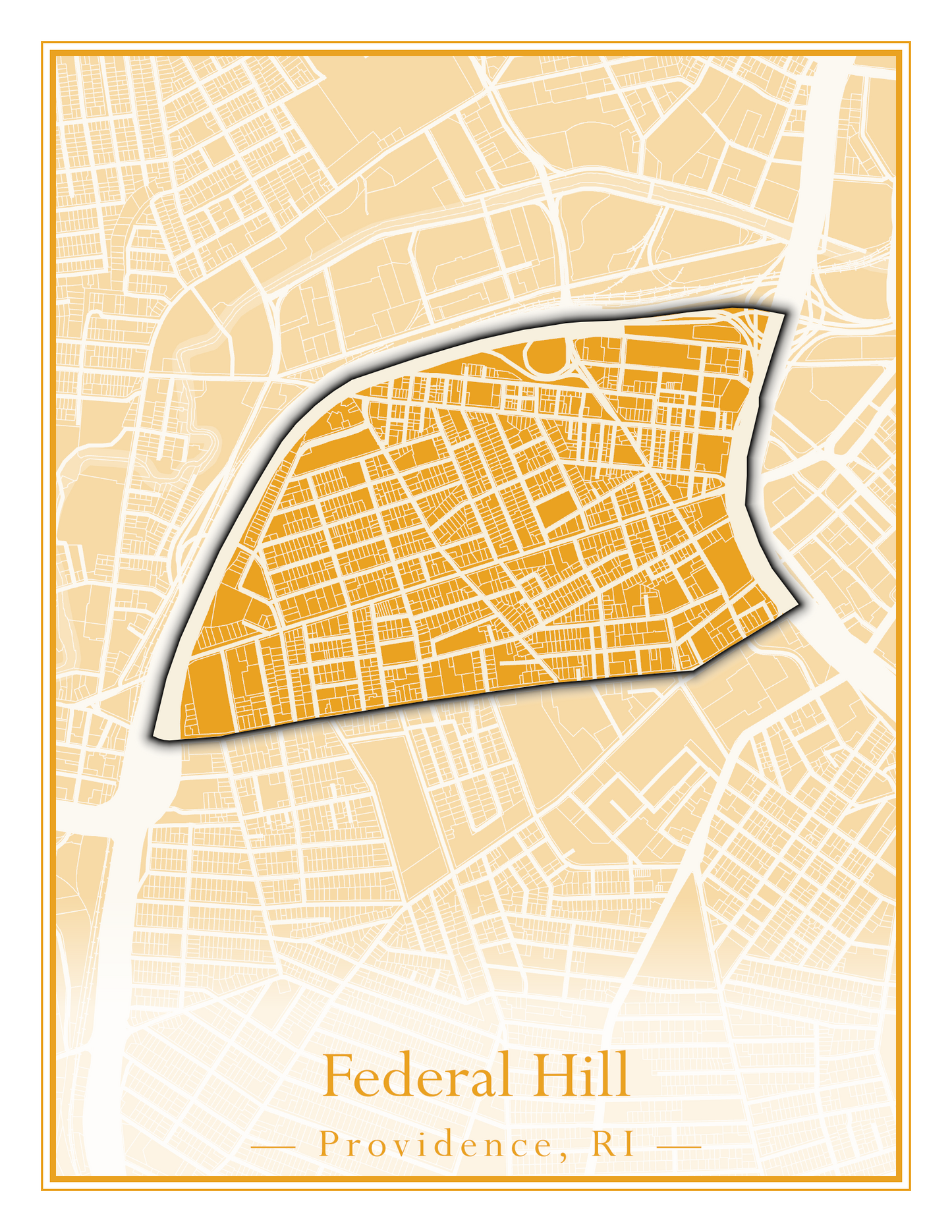 Providence Neighborhoods - Street Map (Elmhurst - Fox Point)