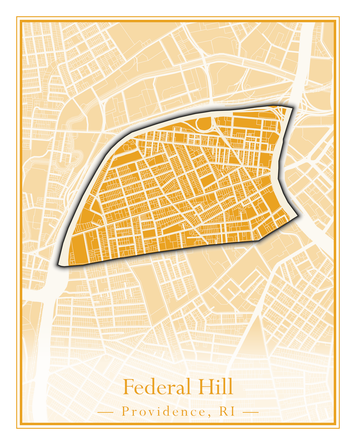 Providence Neighborhoods - Street Map (Elmhurst - Fox Point)