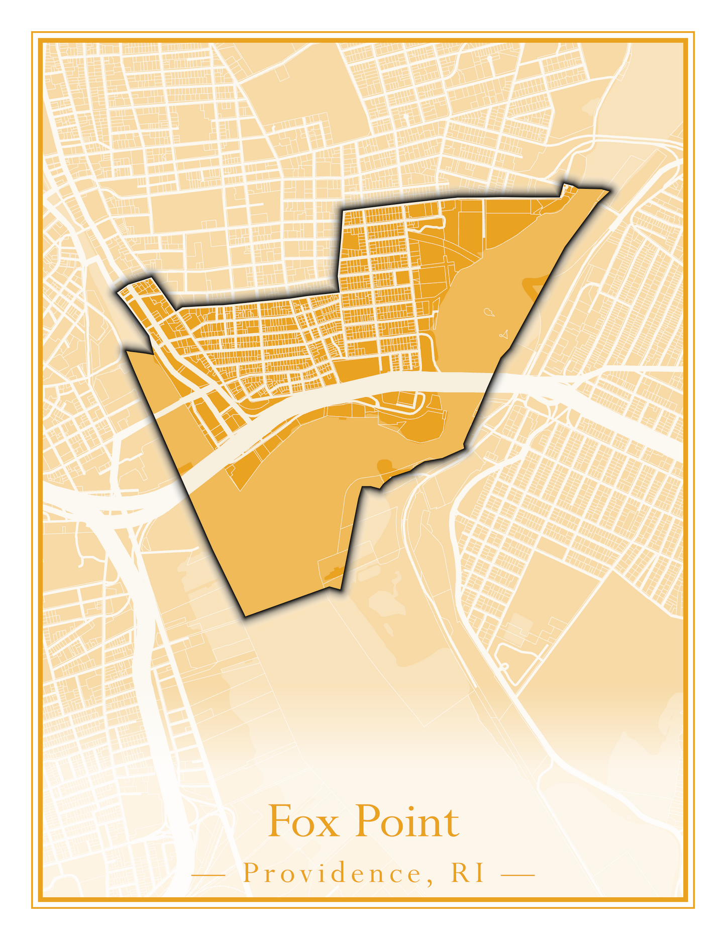 Providence Neighborhoods - Street Map (Elmhurst - Fox Point)