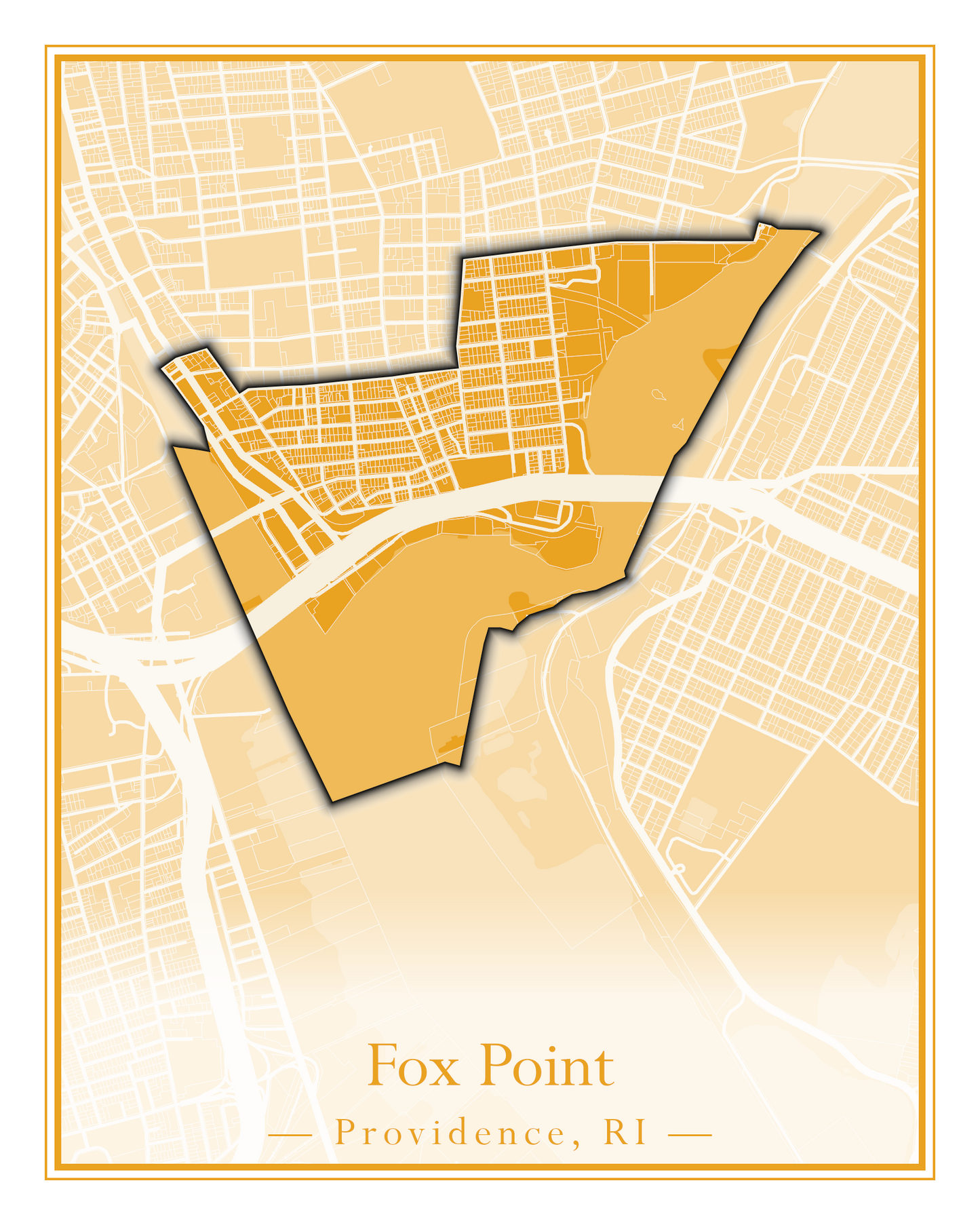 Providence Neighborhoods - Street Map (Elmhurst - Fox Point)