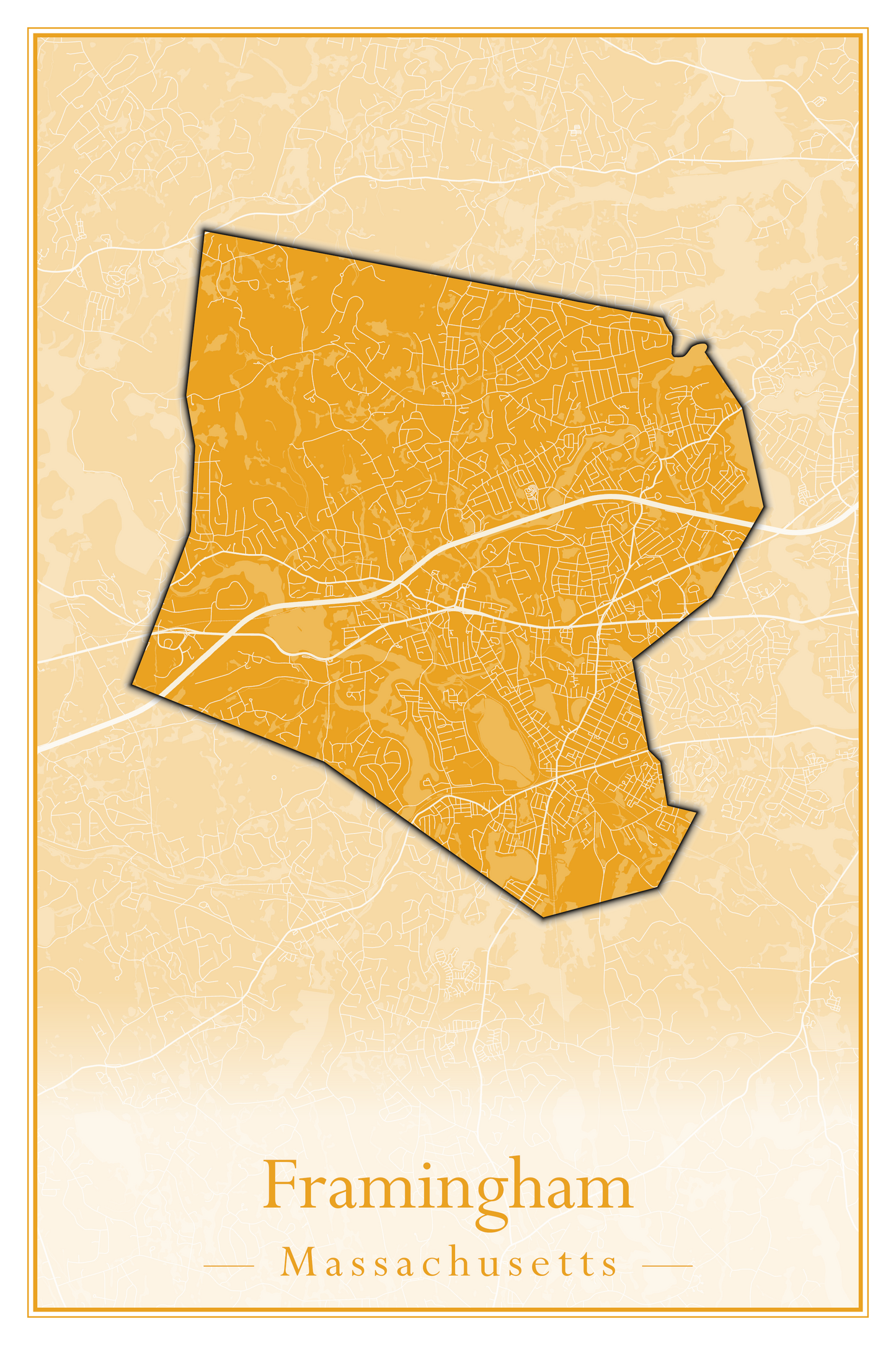 Massachusetts Towns - Street Map (Framingham - Gardner)