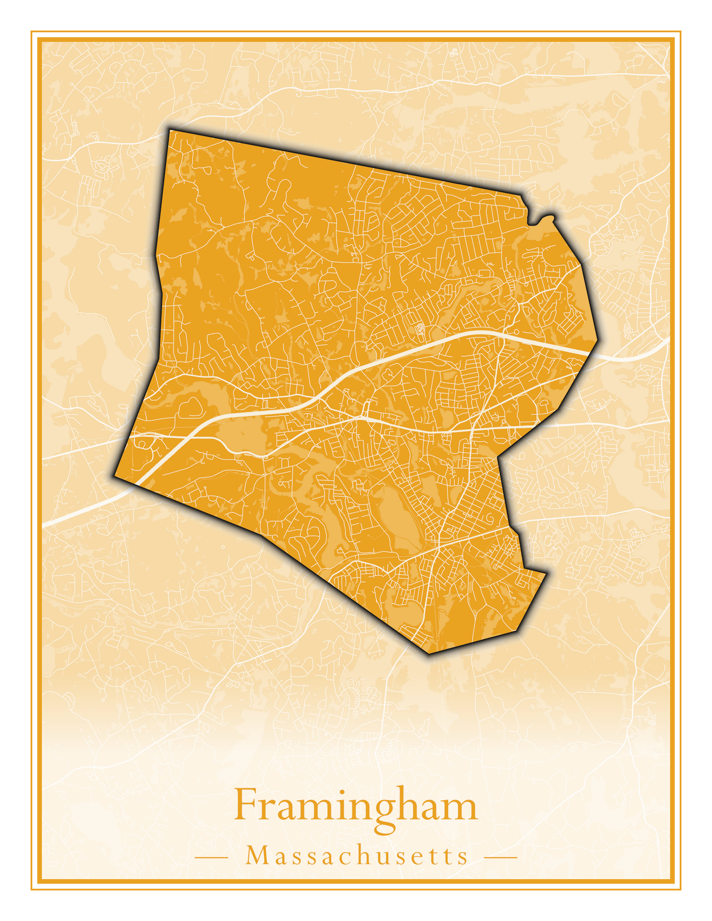 Massachusetts Towns - Street Map (Framingham - Gardner)