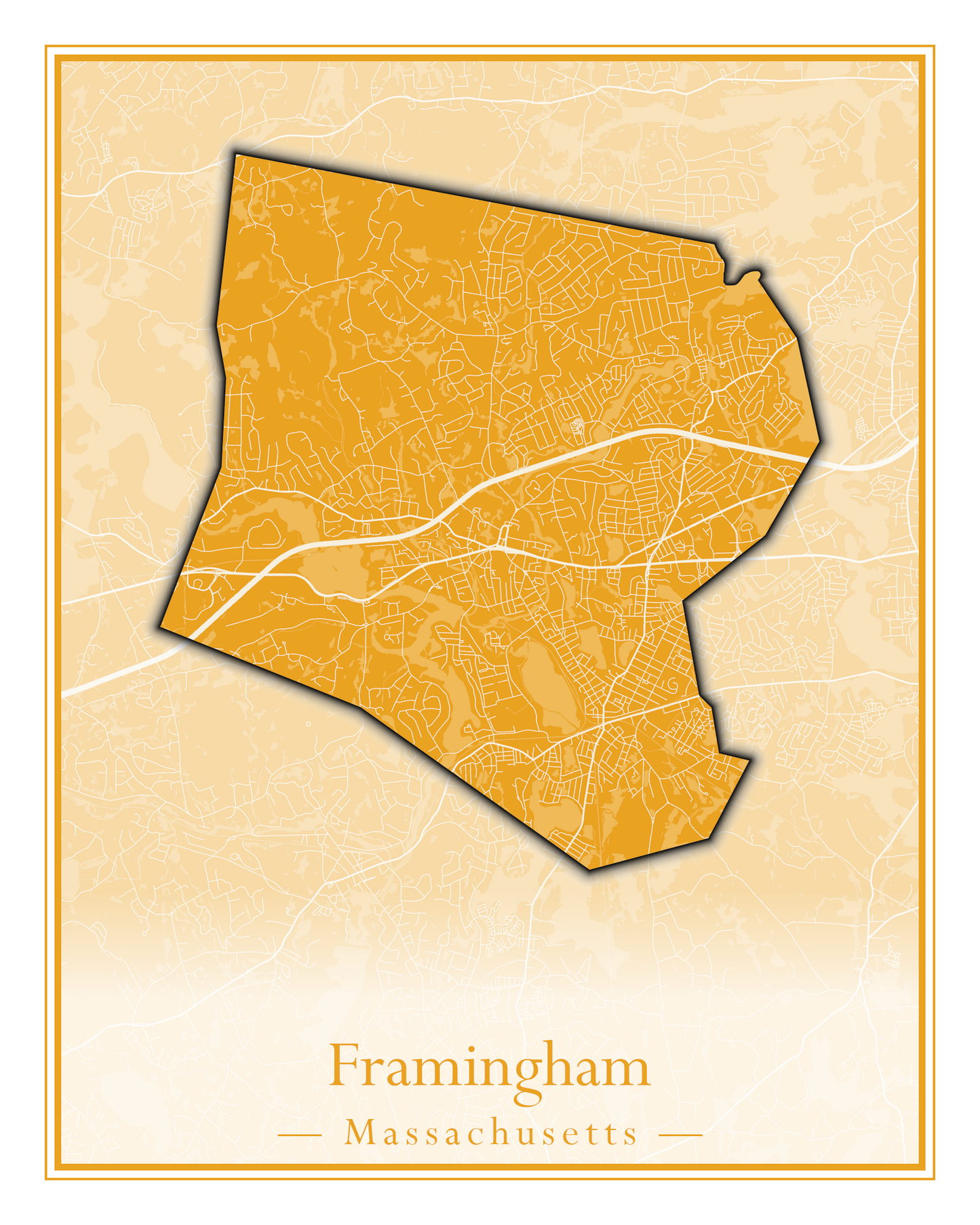 Massachusetts Towns - Street Map (Framingham - Gardner)