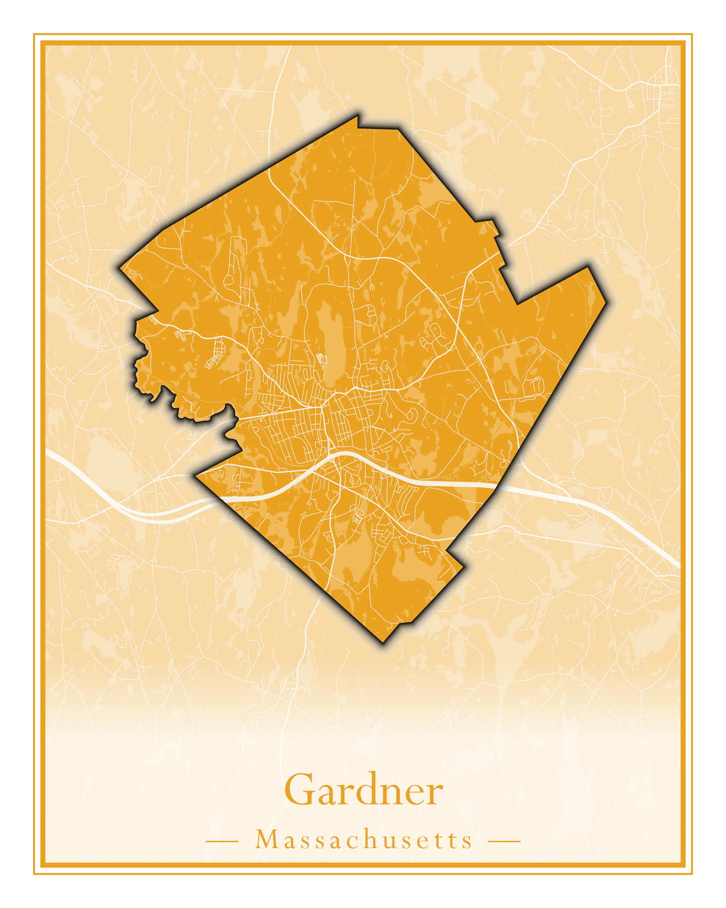 Massachusetts Towns - Street Map (Framingham - Gardner)