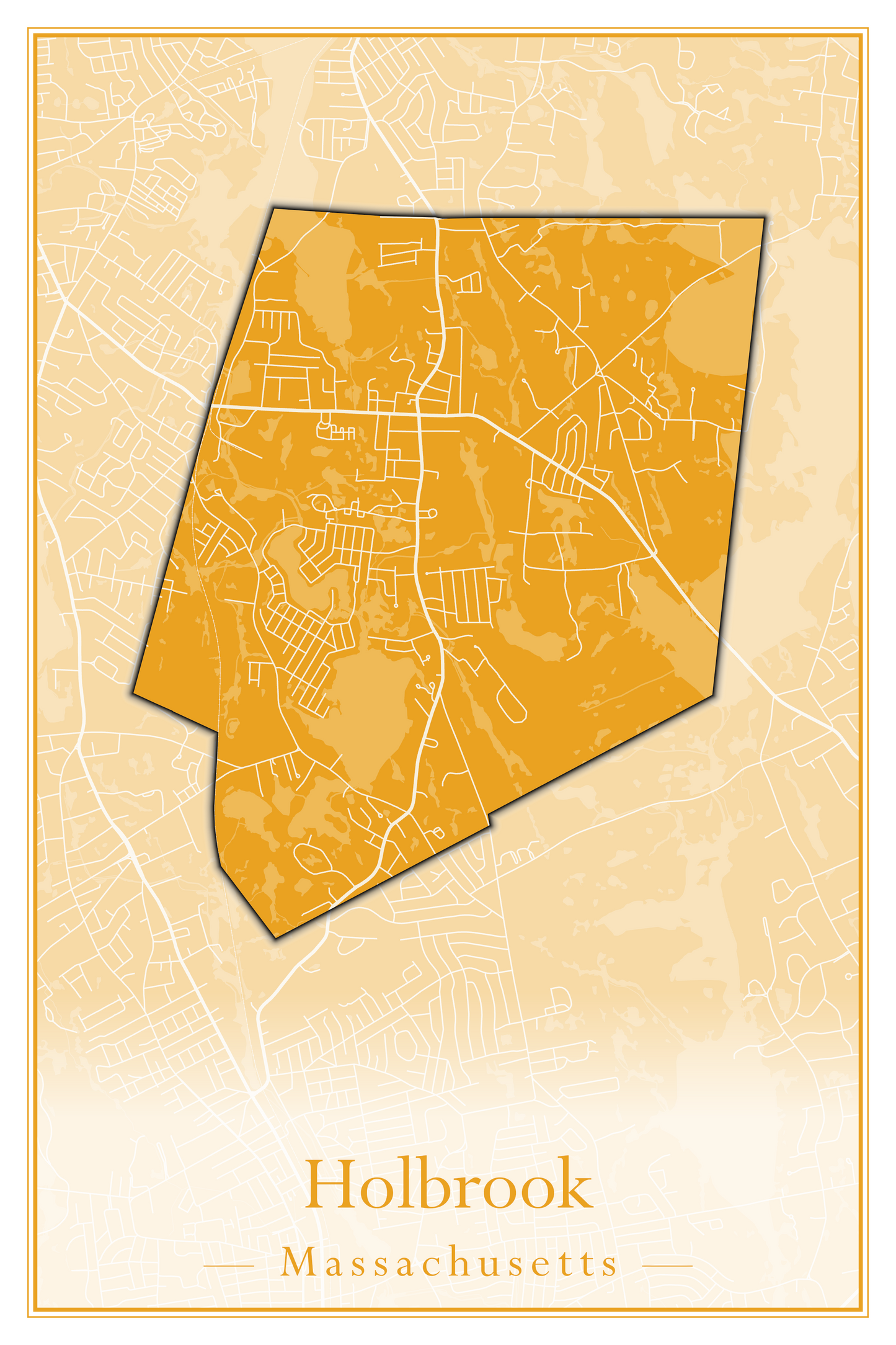 Massachusetts Towns - Street Map (Holbrook - Holliston)