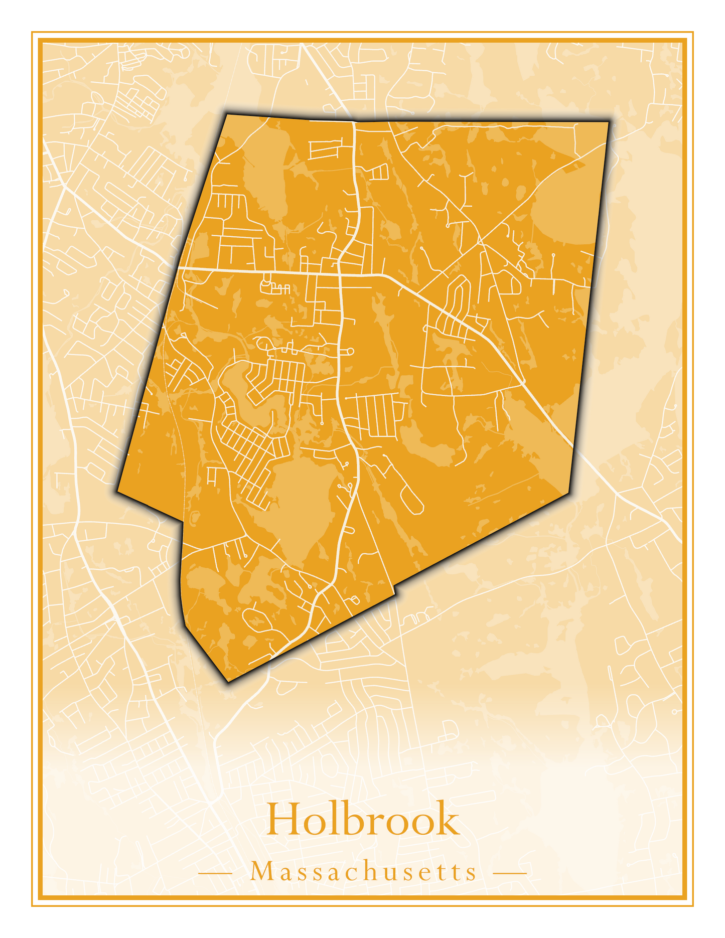 Massachusetts Towns - Street Map (Holbrook - Holliston)