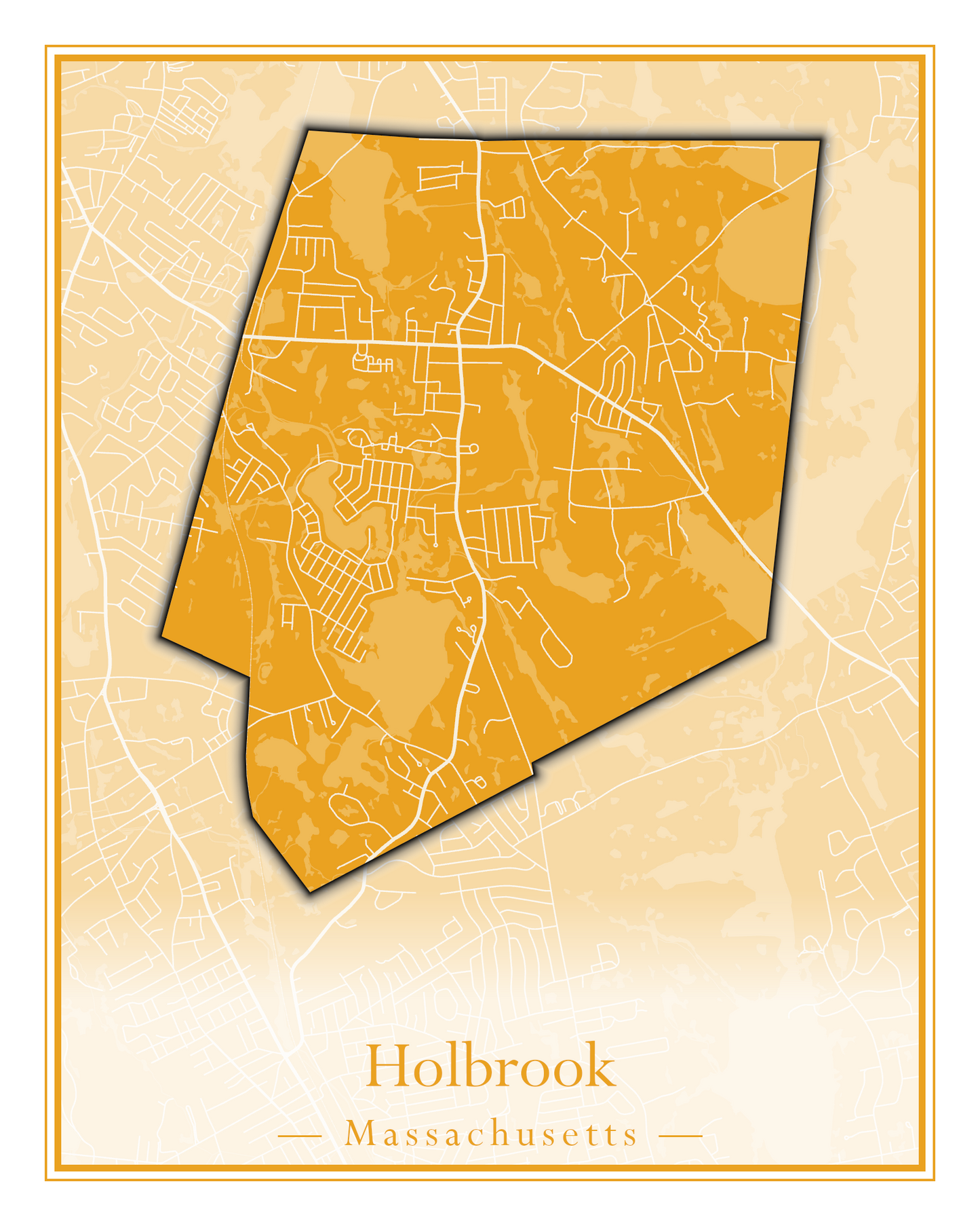 Massachusetts Towns - Street Map (Holbrook - Holliston)