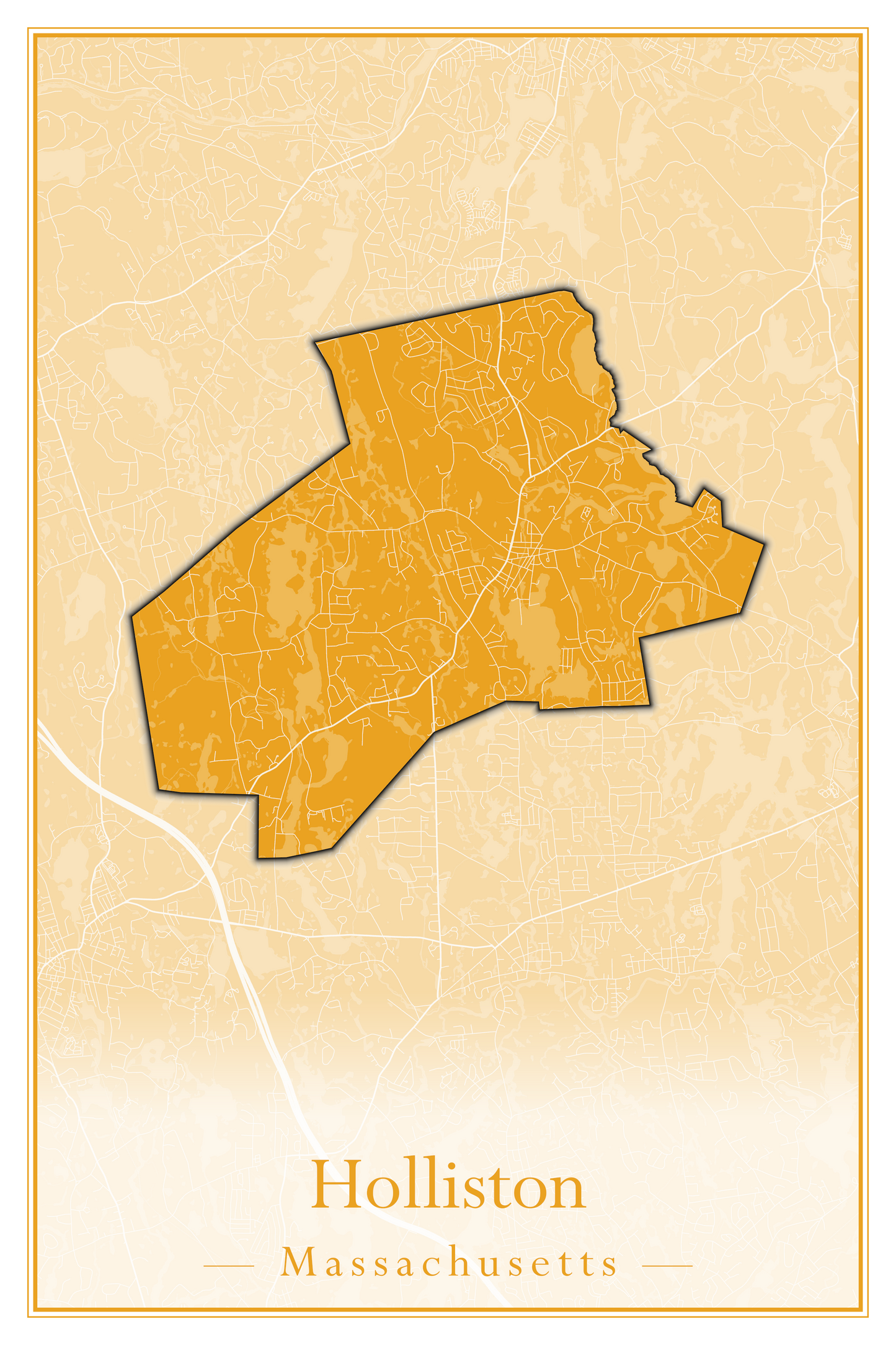 Massachusetts Towns - Street Map (Holbrook - Holliston)