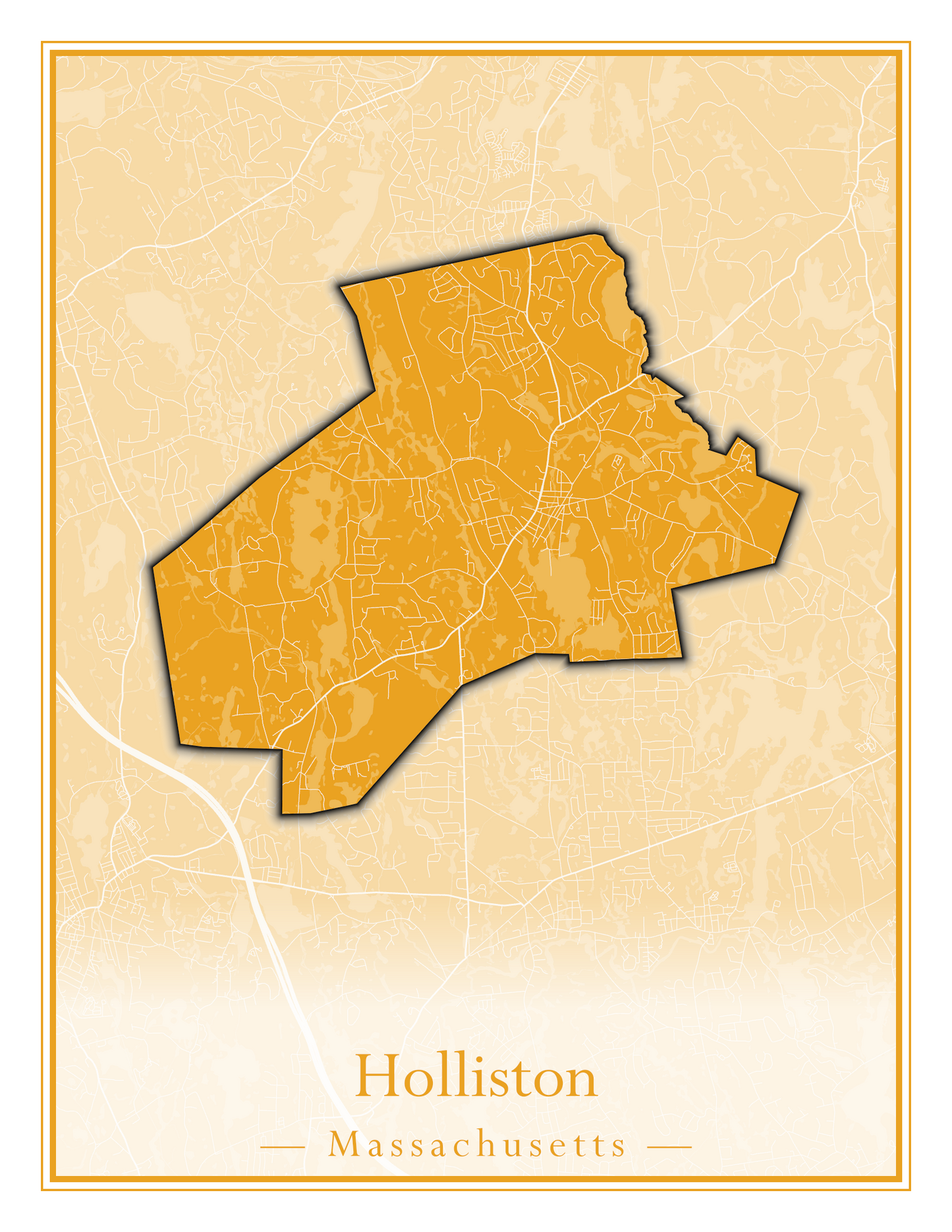 Massachusetts Towns - Street Map (Holbrook - Holliston)