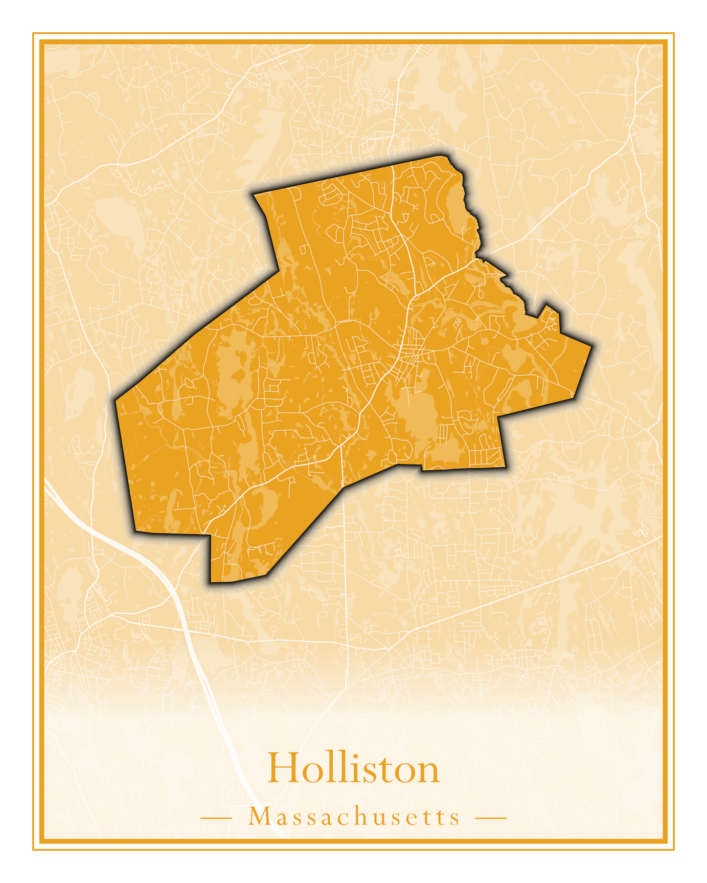 Massachusetts Towns - Street Map (Holbrook - Holliston)