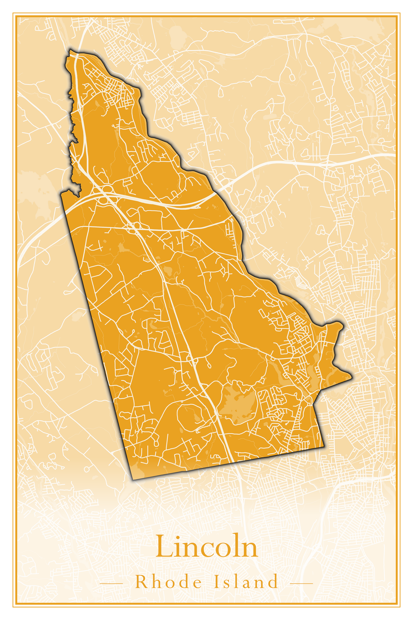 Rhode Island Towns - Street Map (Lincoln - Narragansett)