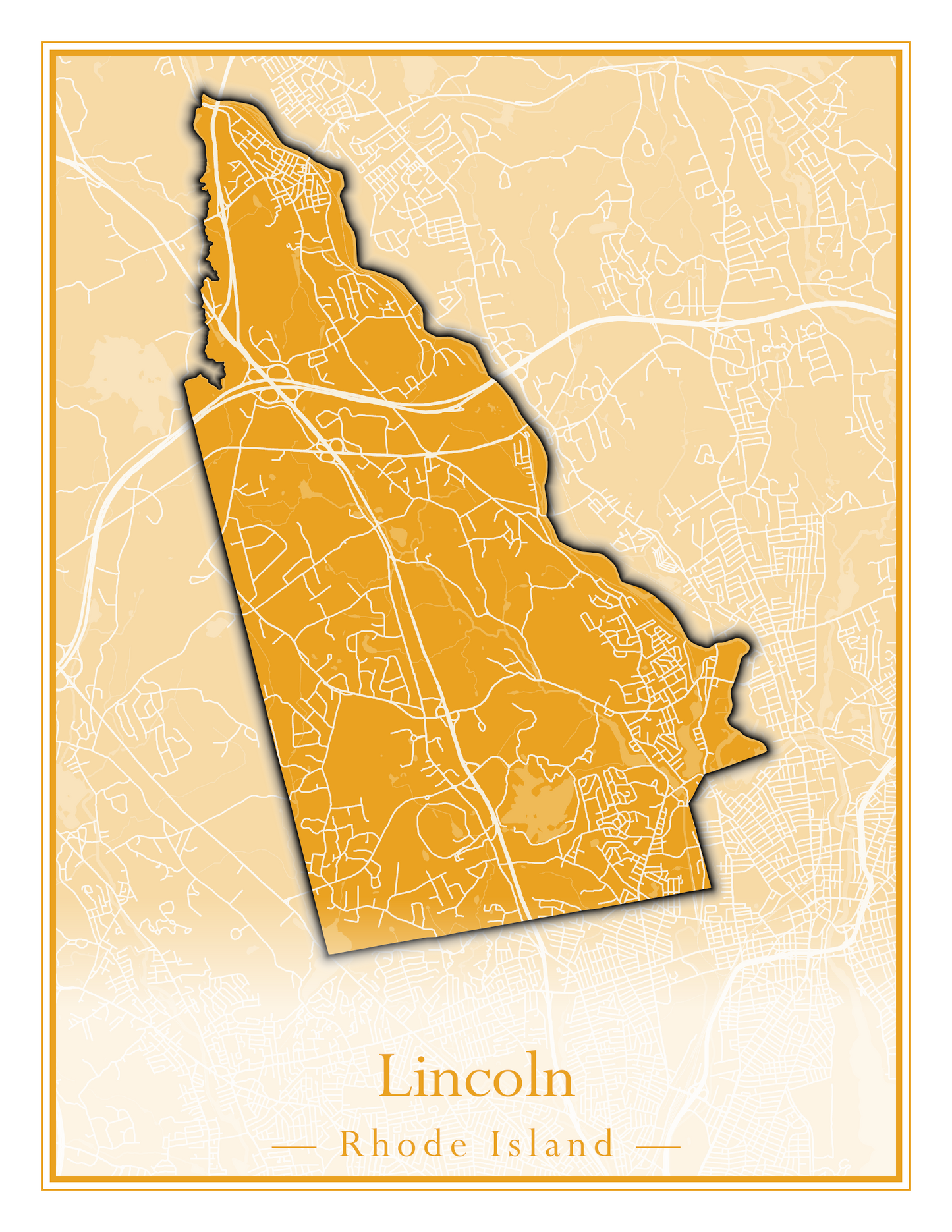 Rhode Island Towns - Street Map (Lincoln - Narragansett)