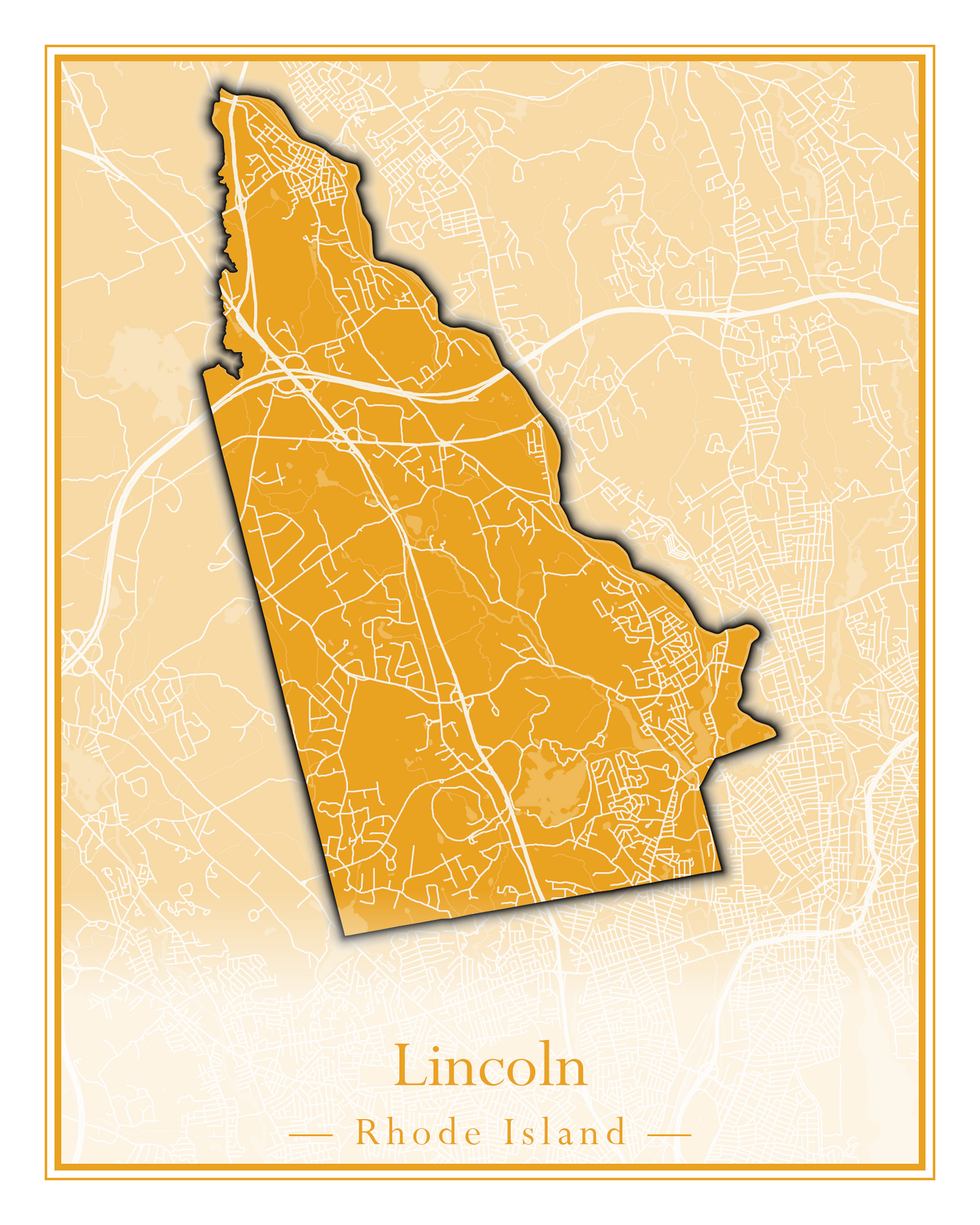 Rhode Island Towns - Street Map (Lincoln - Narragansett)