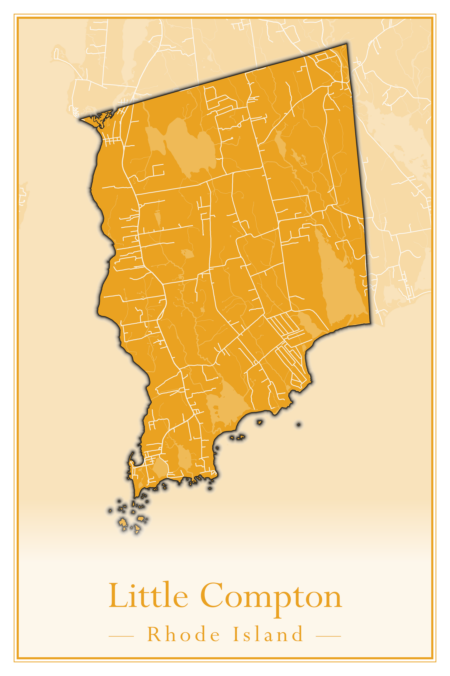 Rhode Island Towns - Street Map (Lincoln - Narragansett)