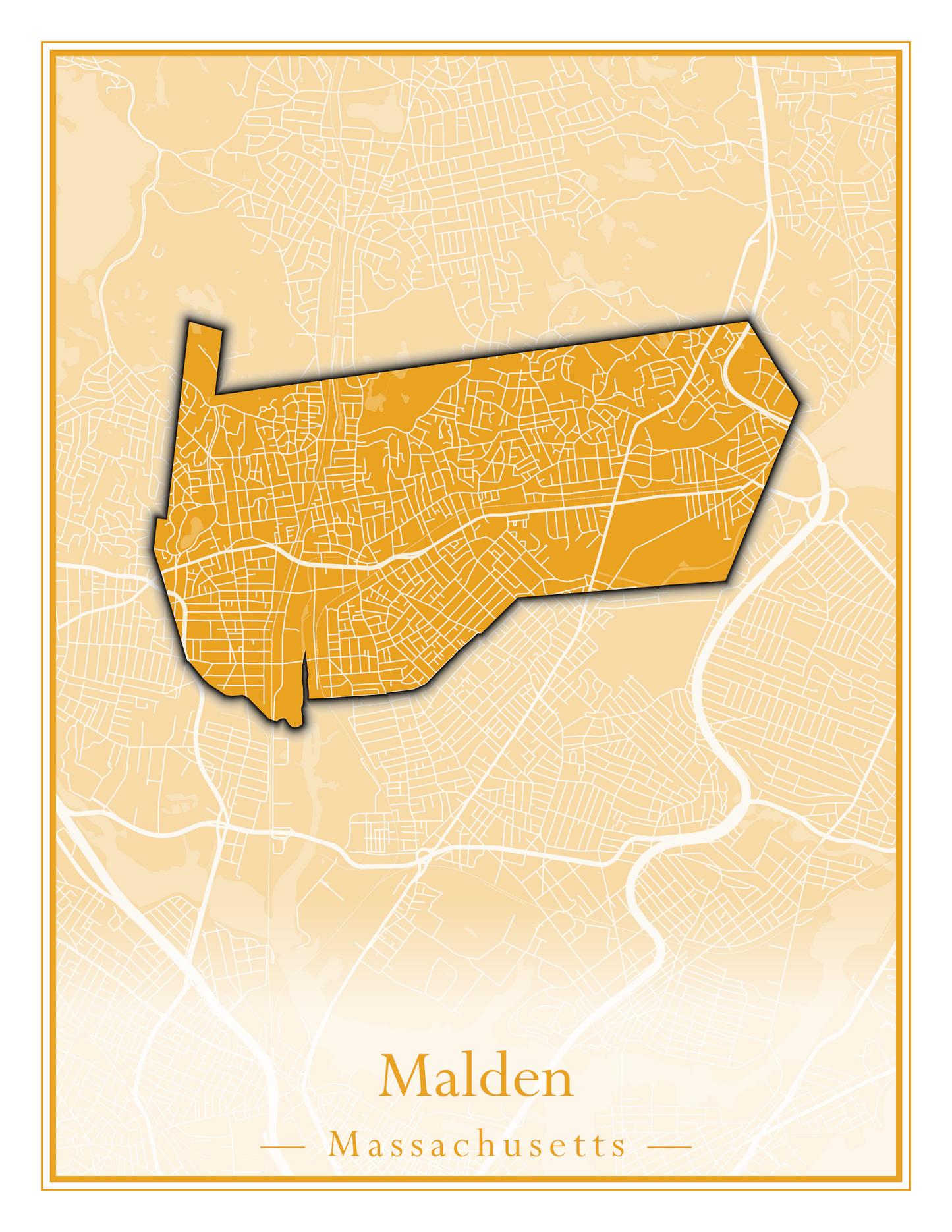 Massachusetts Towns - Street Map (Malden - Marblehead)