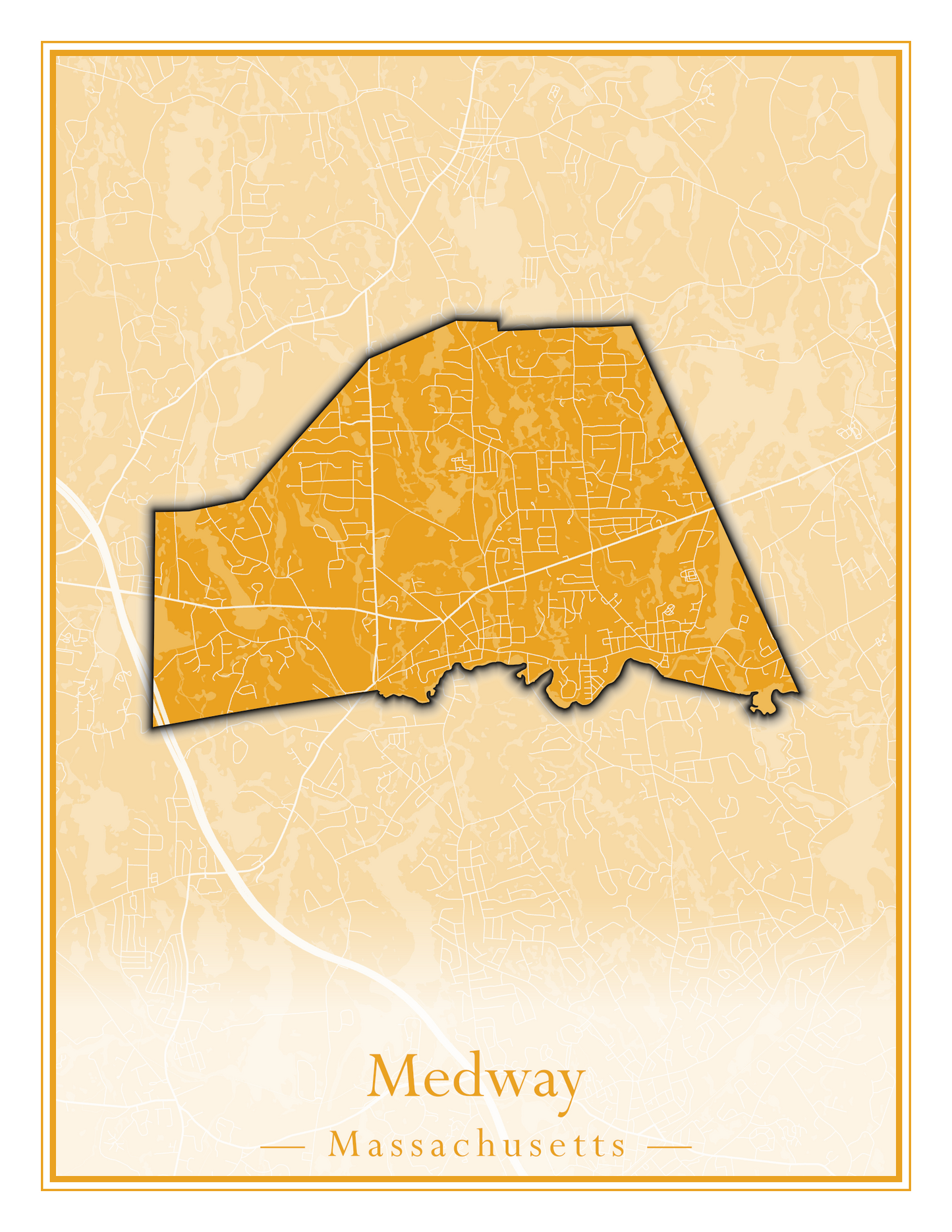 Massachusetts Towns - Street Map (Medway - Merrimac)