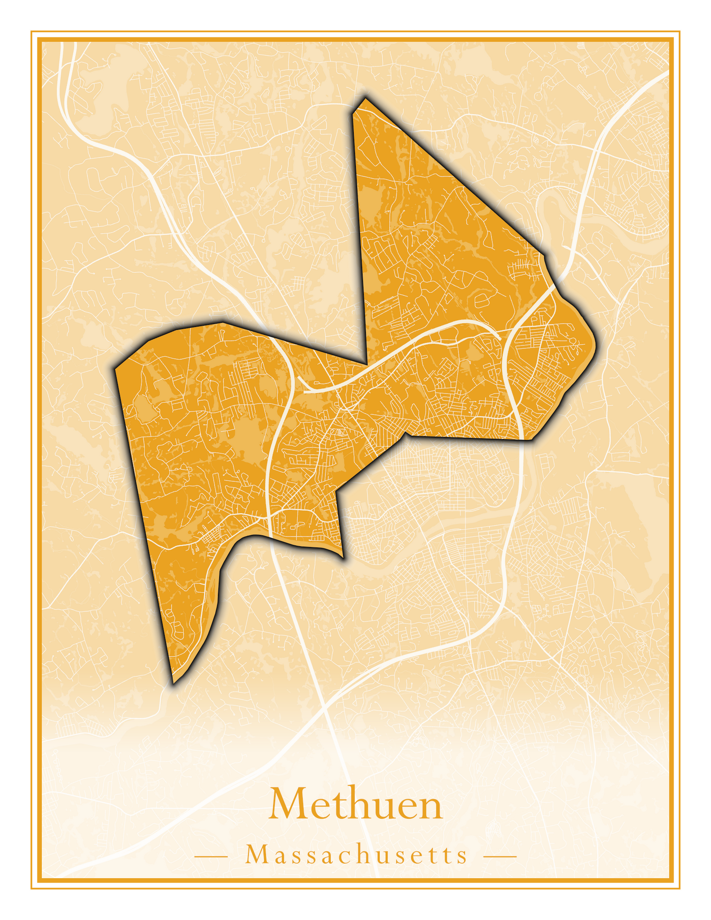 Massachusetts Towns - Street Map (Methuen - Middleton)