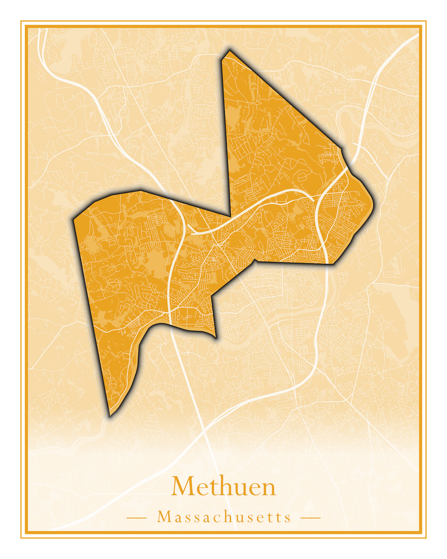 Massachusetts Towns - Street Map (Methuen - Middleton)